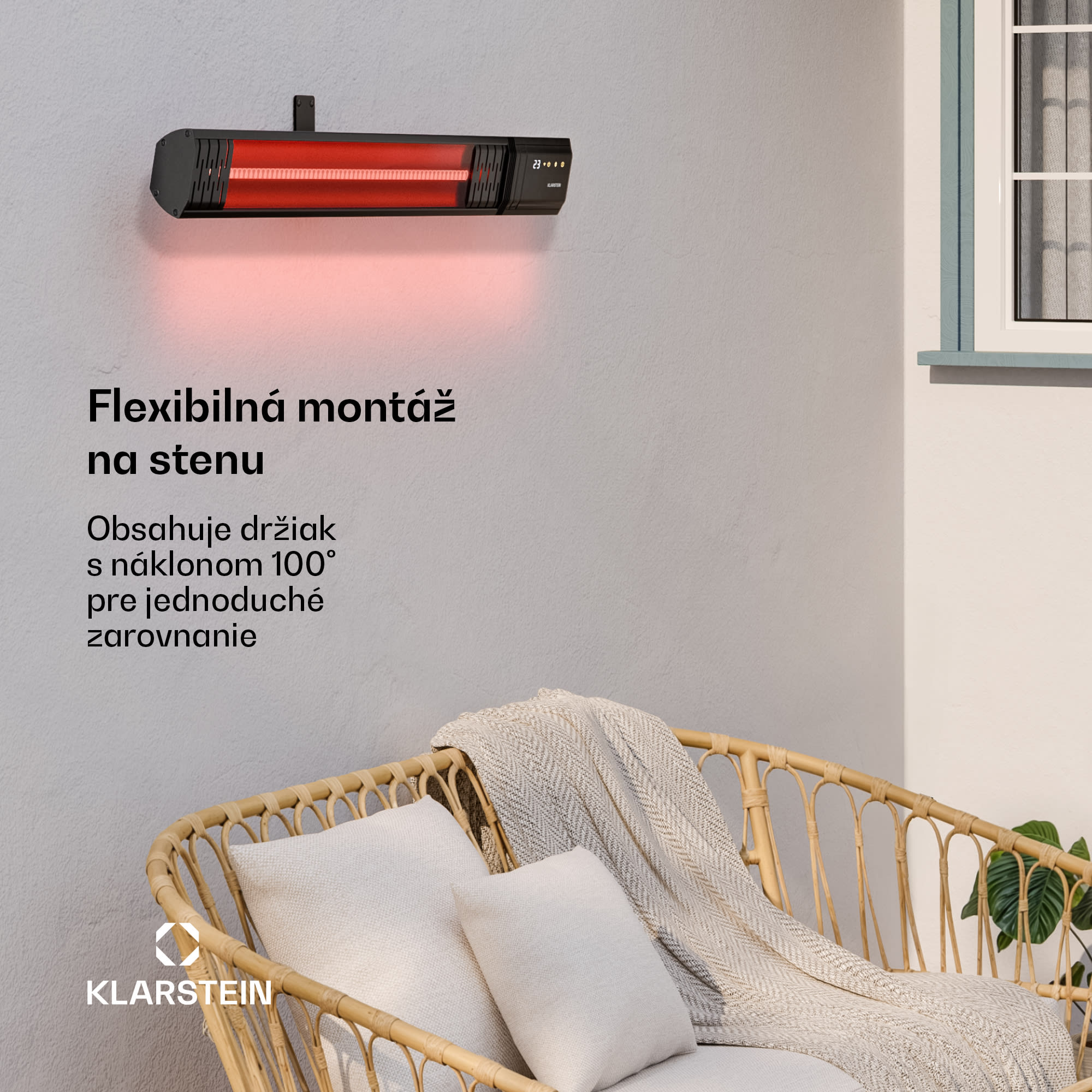 Klarstein Phantom infračervený ohrievač na stenu | 2000 W | 15 m² | Výkonný a tenký | 84 cm x 10 cm – Obrázok 3