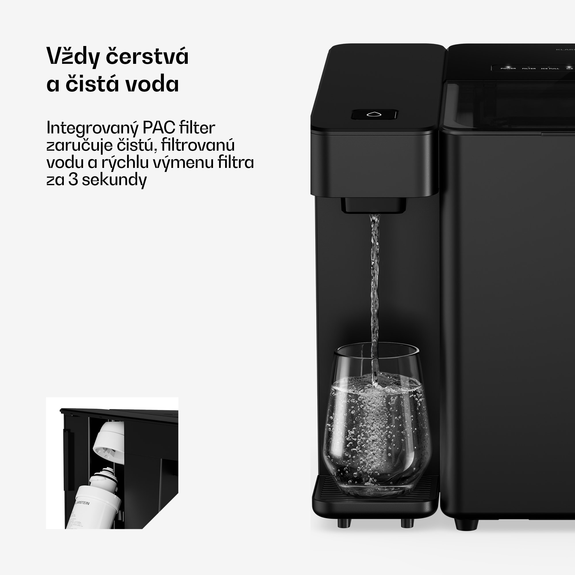 Klarstein Velaire dávkovač vody a ľadu | 3600 l | PAC filter | 160 W | Dotykový ovládací panel – Obrázok 4