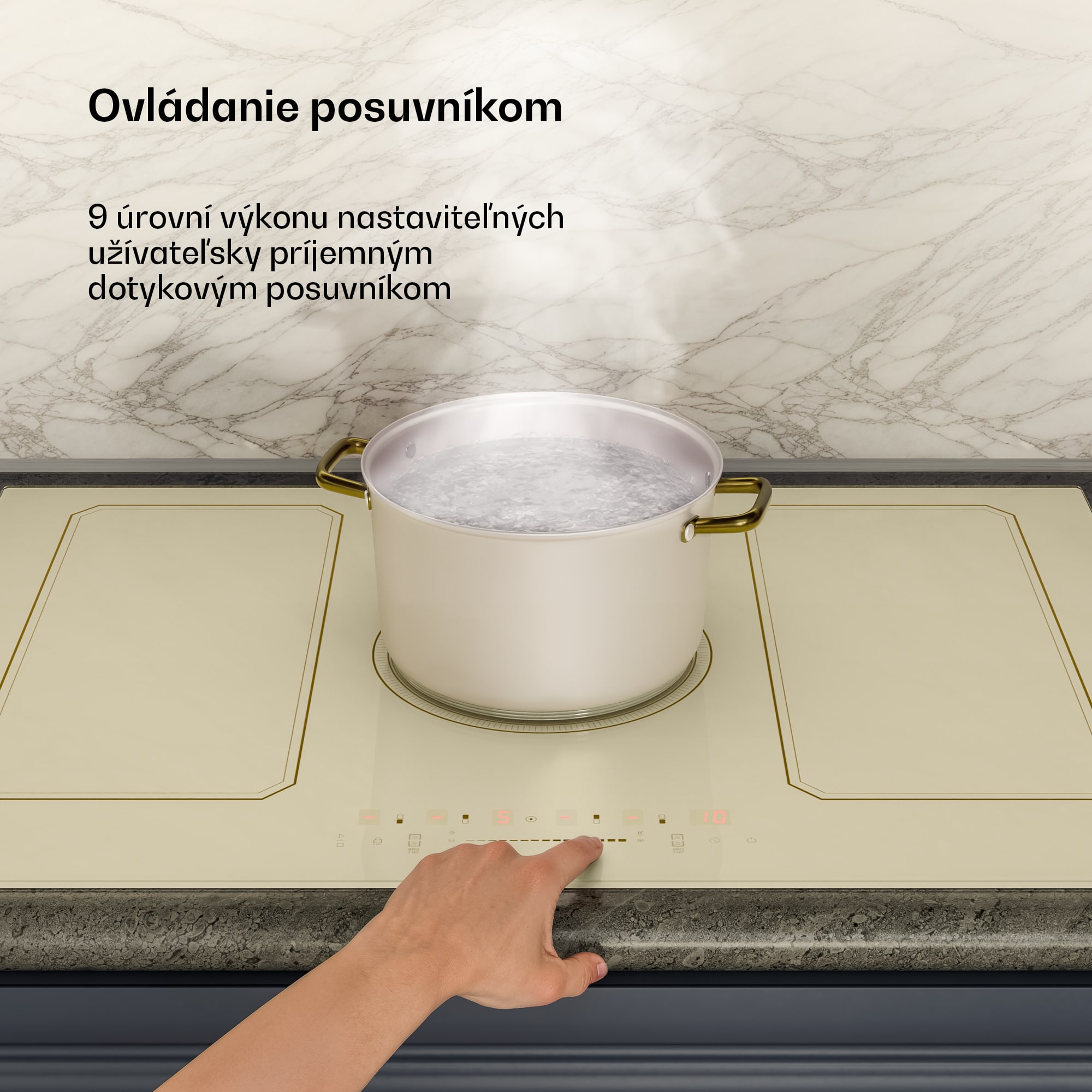 Klarstein Victoria indukčná varná doska | 5 varných zón | retro estetika | 11500 W | 77 cm – Obrázok 5