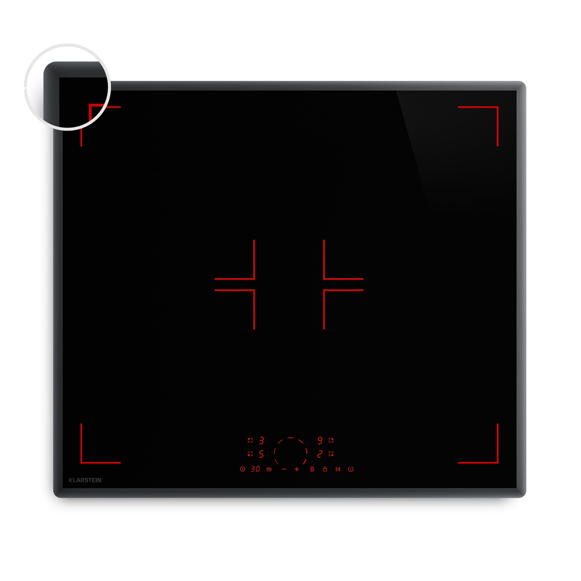 Klarstein RedFlame indukčná varná doska | Moderná, elegantná a výkonná | 4 varné zóny | 7000 W | 60 cm