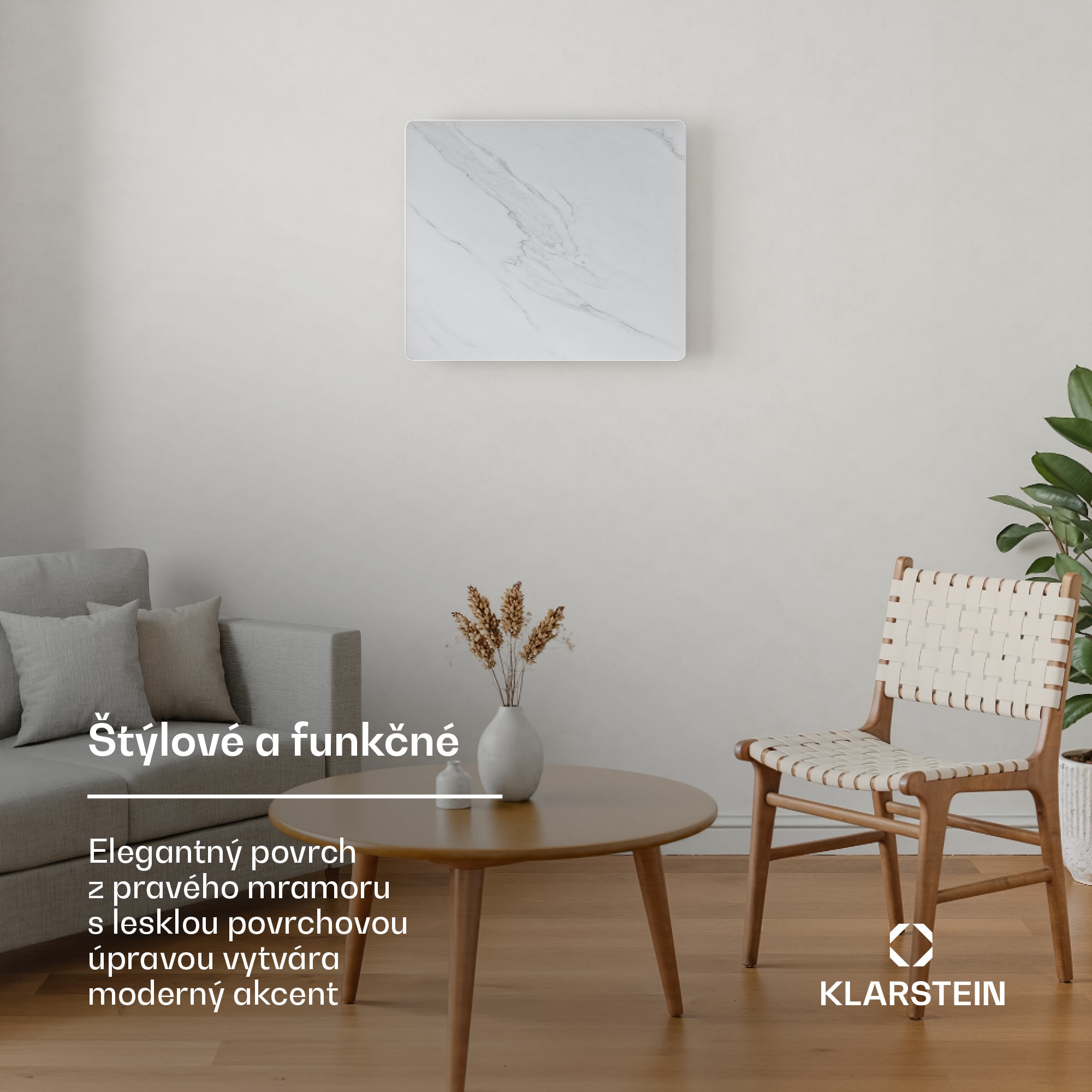 Klarstein MarmoHeat infračervený panel | 420 W | 6 - 12 m² | mramorový dizajn | 70 cm x 63 cm – Obrázok 3