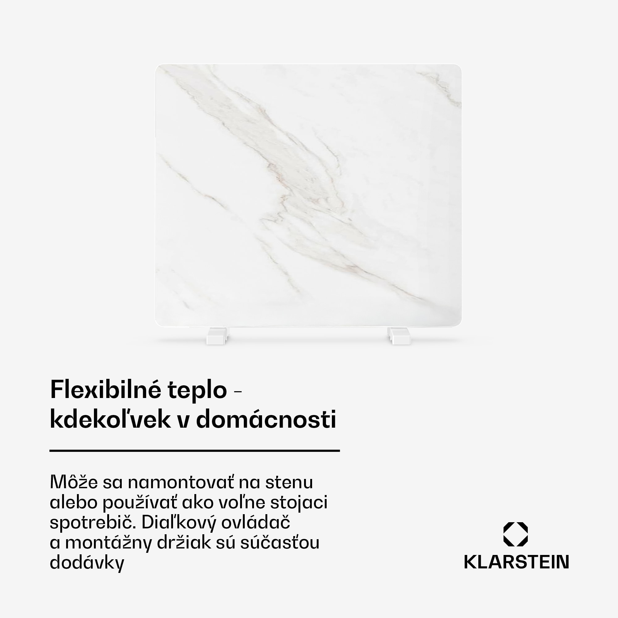 Klarstein MarmoHeat infračervený panel | 420 W | 6 - 12 m² | mramorový dizajn | 70 cm x 63 cm – Obrázok 4