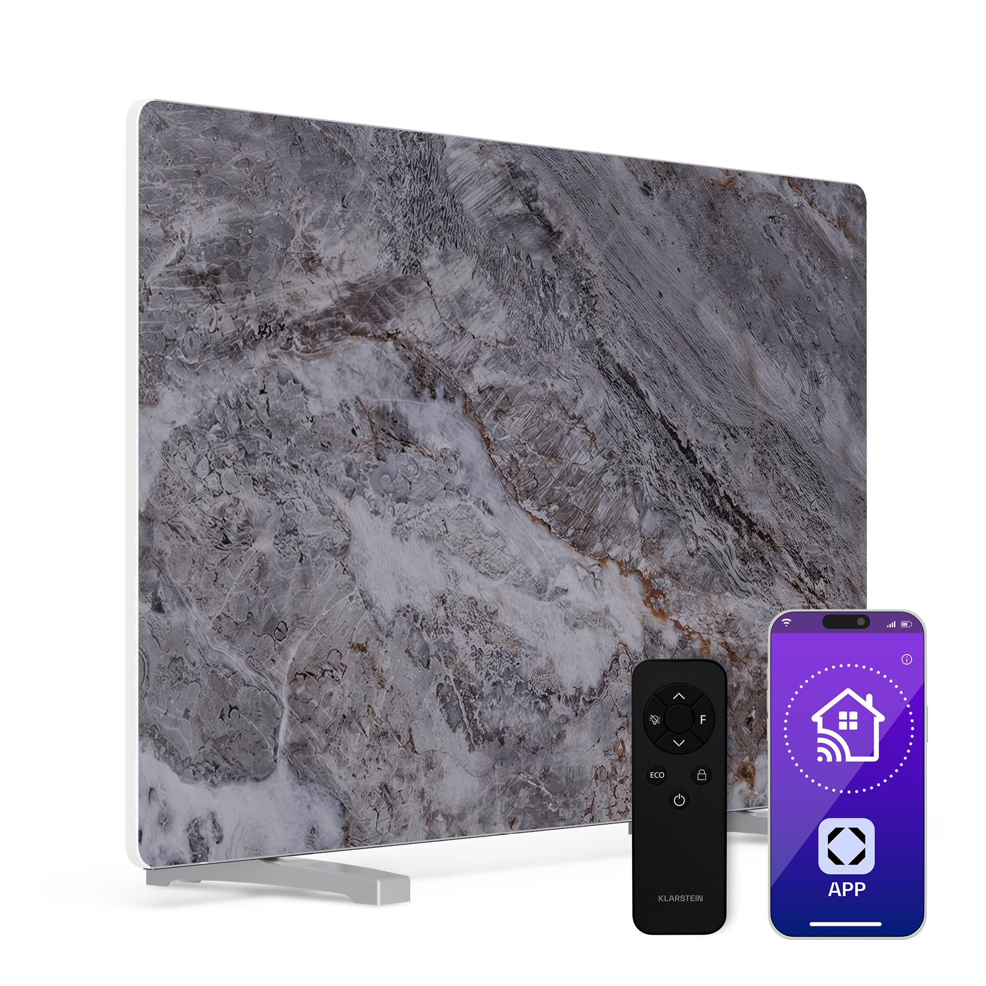 Klarstein MarmoHeat infračervený panel | 600 W | 5 - 9 m² | mramorový dizajn | 70 cm x 100 cm