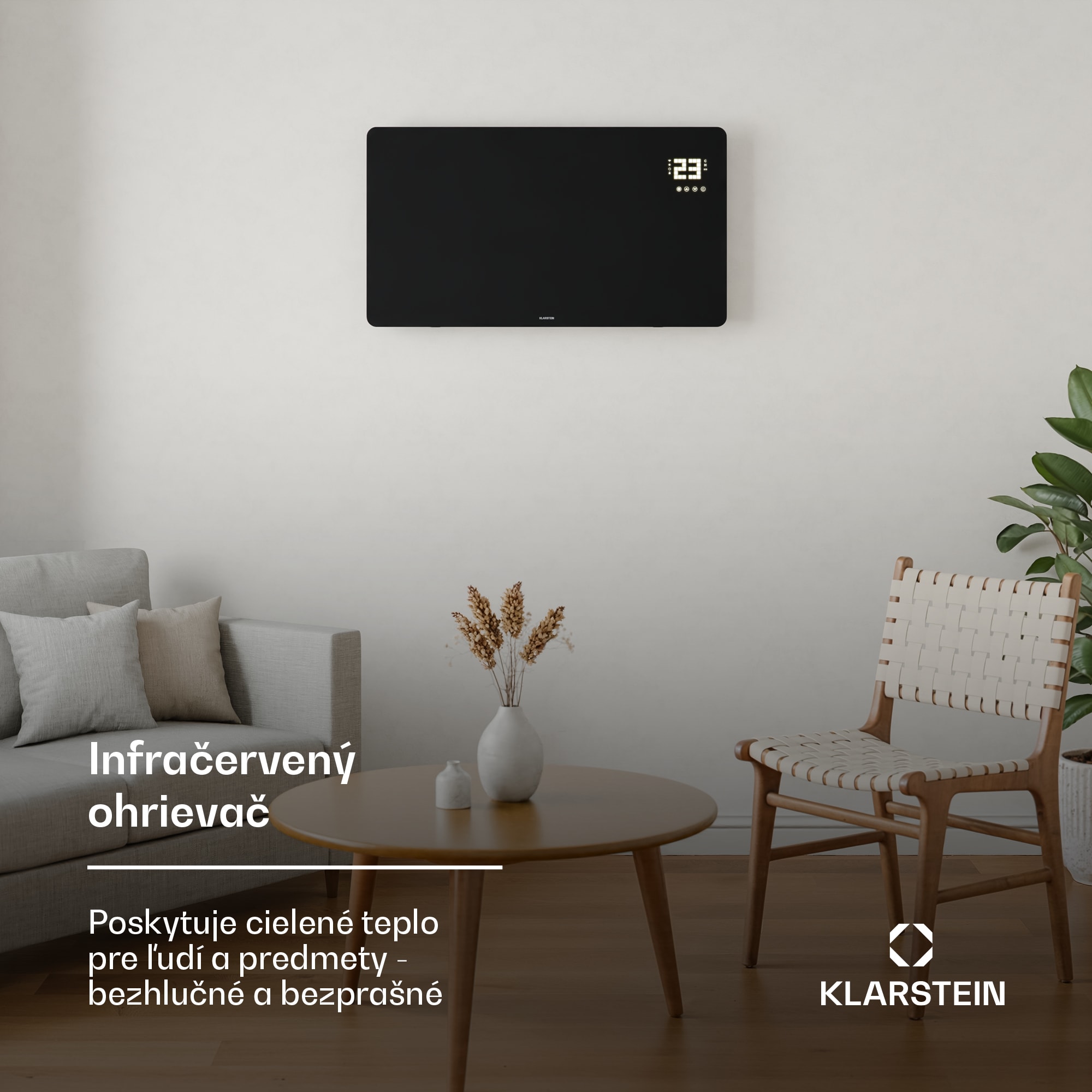 Klarstein Wonderglass infračervený panel | 480 W | 7 - 14 m² | Moderný sklenený dizajn | 90 cm x 58 cm – Obrázok 5