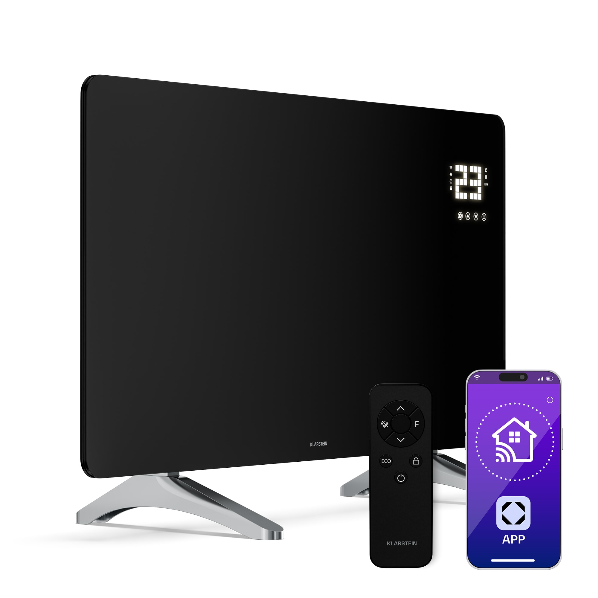 Klarstein Wonderglass infračervený panel | 480 W | 7 - 14 m² | Moderný sklenený dizajn | 90 cm x 58 cm