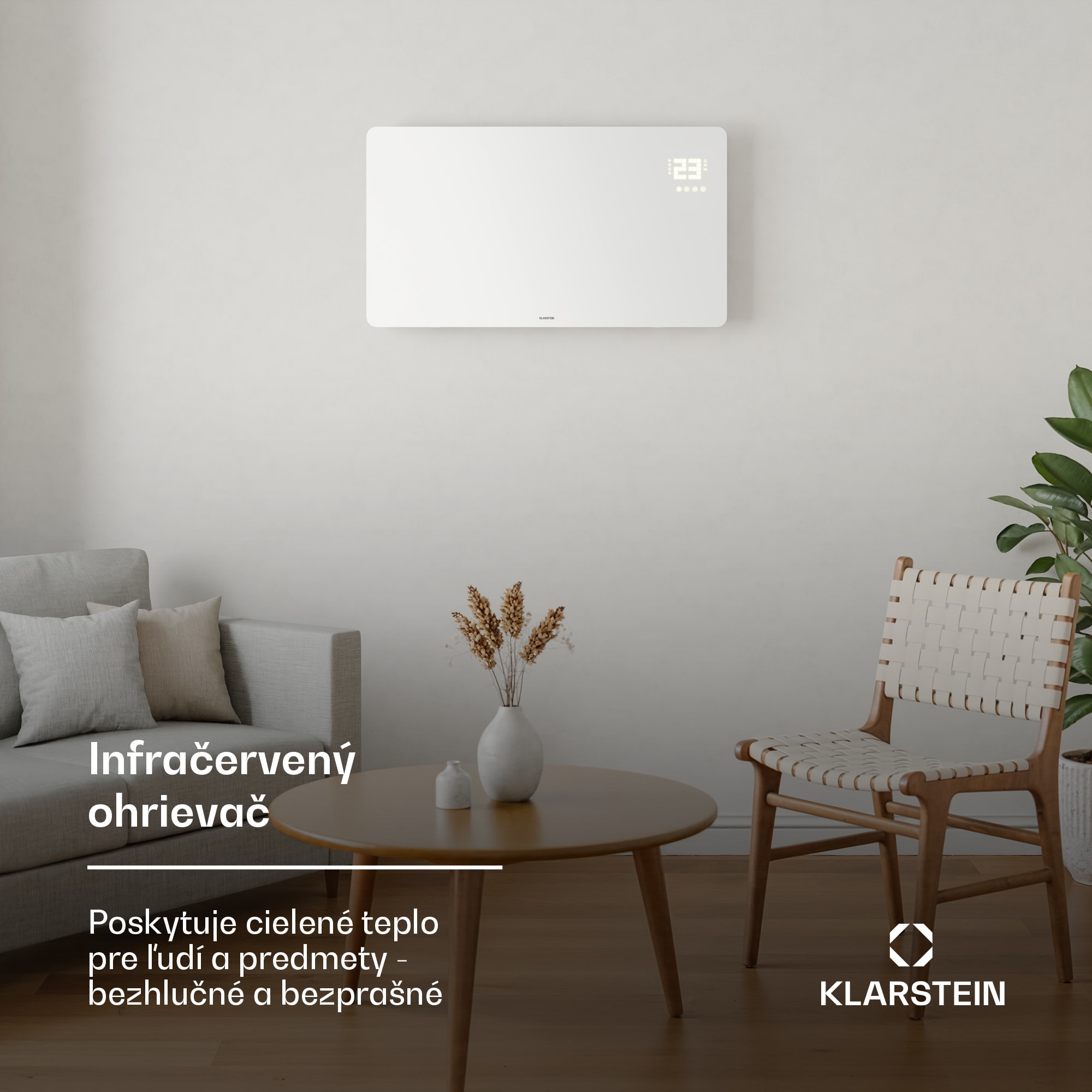 Klarstein Wonderglass infračervený panel | 480 W | 7 - 14 m² | Moderný sklenený dizajn | 90 cm x 58 cm – Obrázok 5