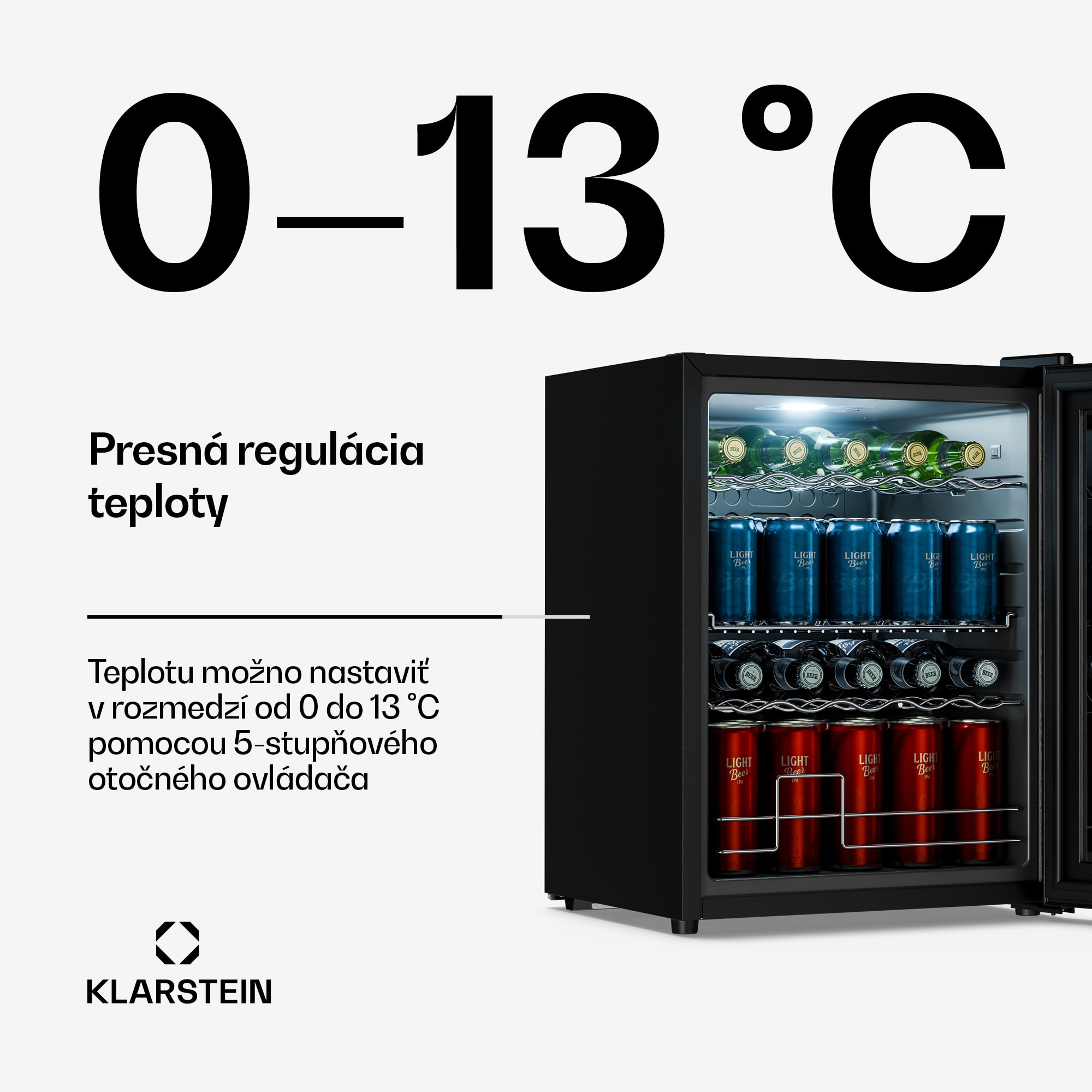 Klarstein Beersafe chladnička na nápoje so zrkadlovými sklenenými dverami | 64 x 48 cm | Vnútorné LED osvetlenie – Obrázok 4