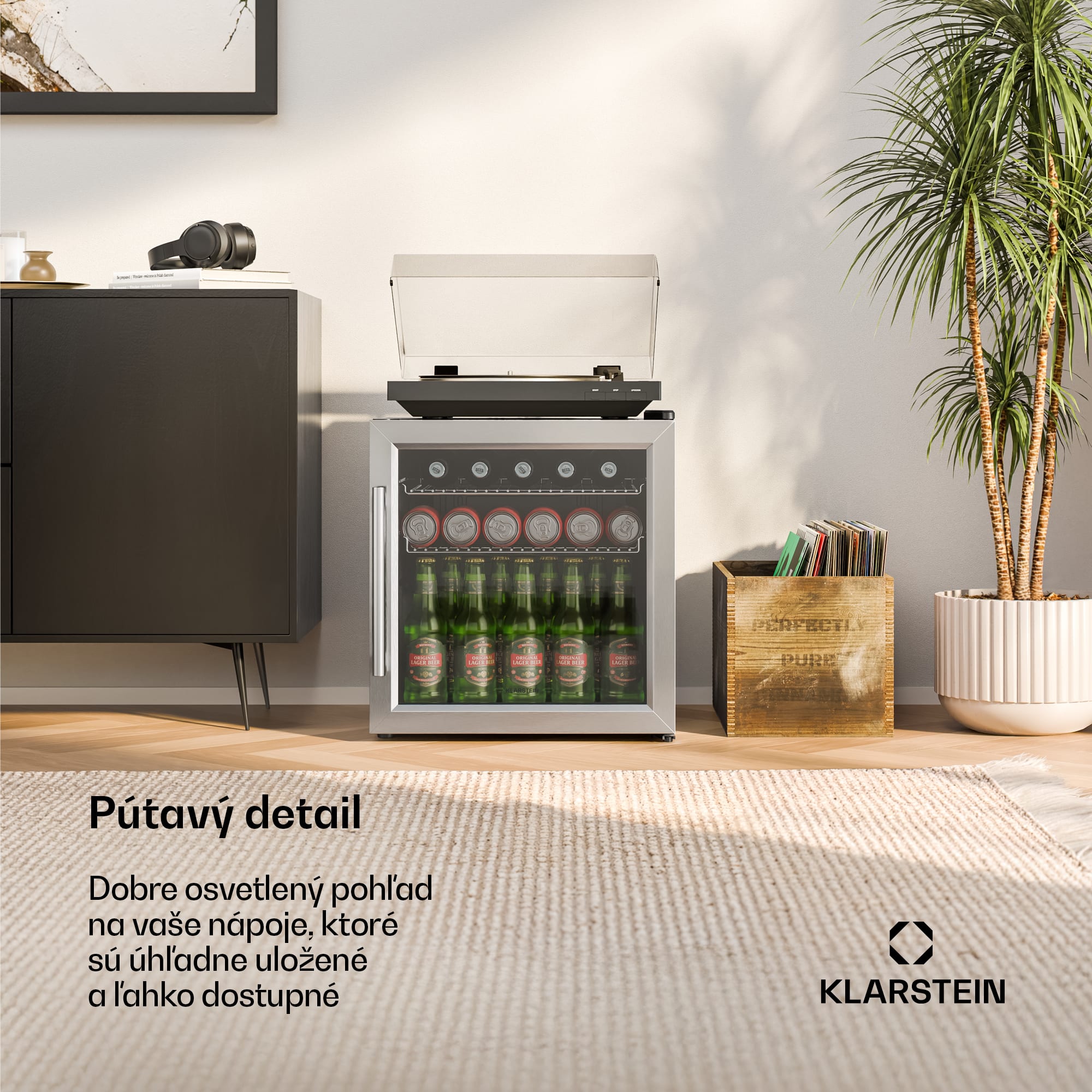 Klarstein Beersafe chladnička na nápoje so sklenenými dverami | 44 x 48 cm | Vnútorné LED osvetlenie | Strieborná – Obrázok 3