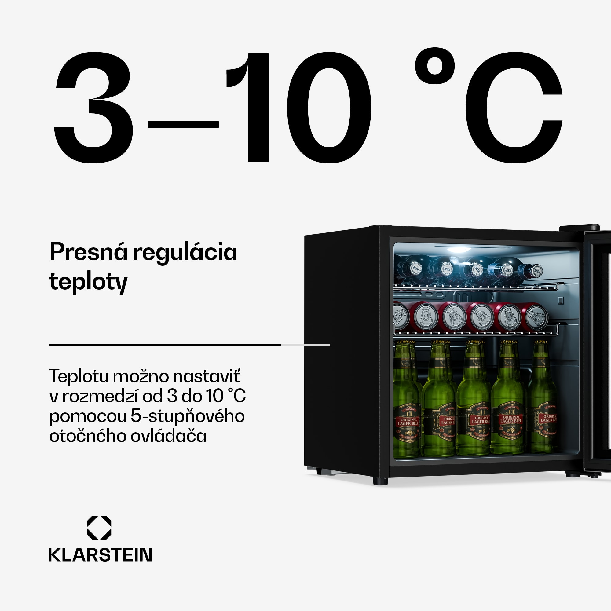 Klarstein Beersafe chladnička na nápoje so sklenenými dverami | 44 x 48 cm | Vnútorné LED osvetlenie | Strieborná – Obrázok 4