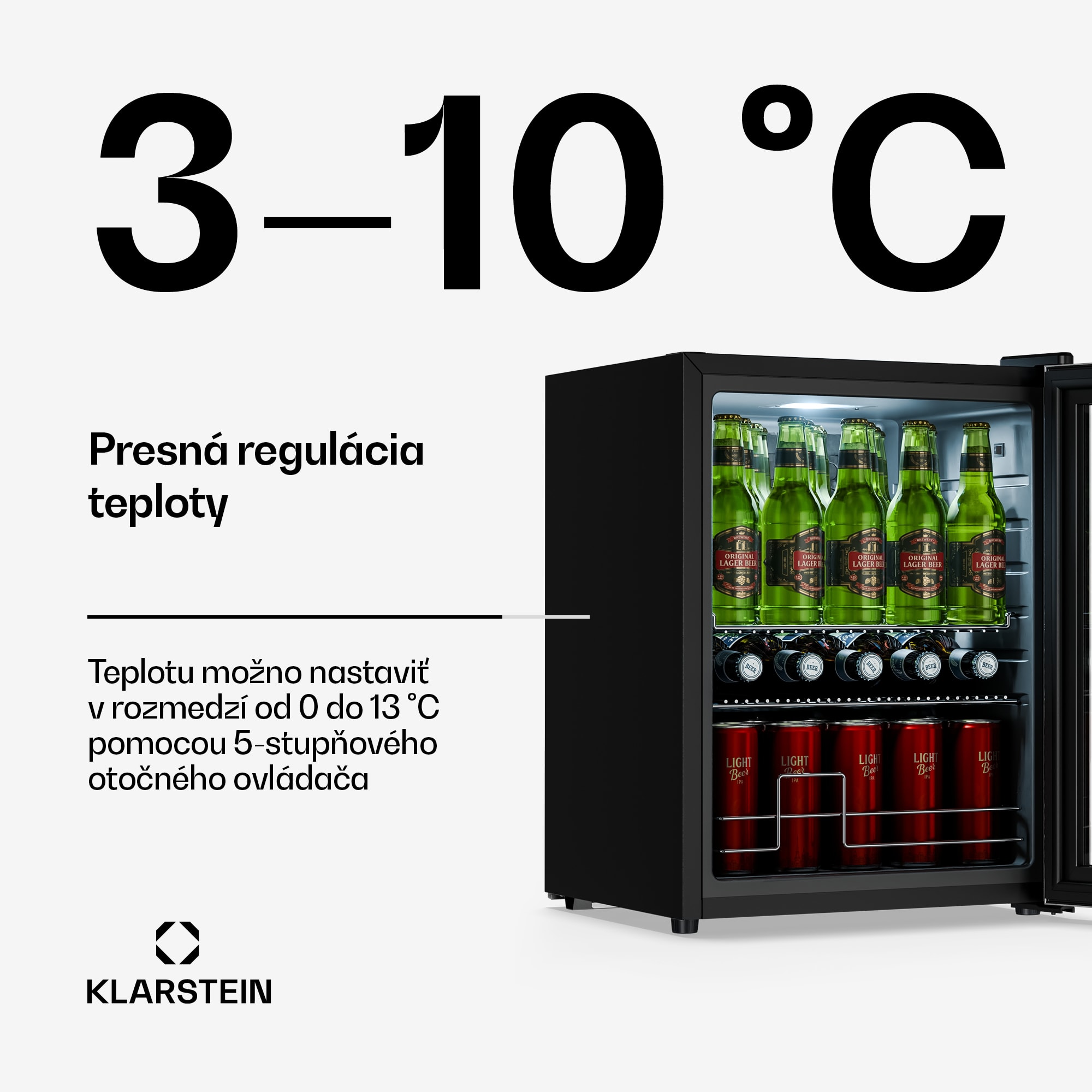 Klarstein Beersafe chladnička na nápoje so sklenenými dverami | 64 x 48 cm | Vnútorné LED osvetlenie – Obrázok 4