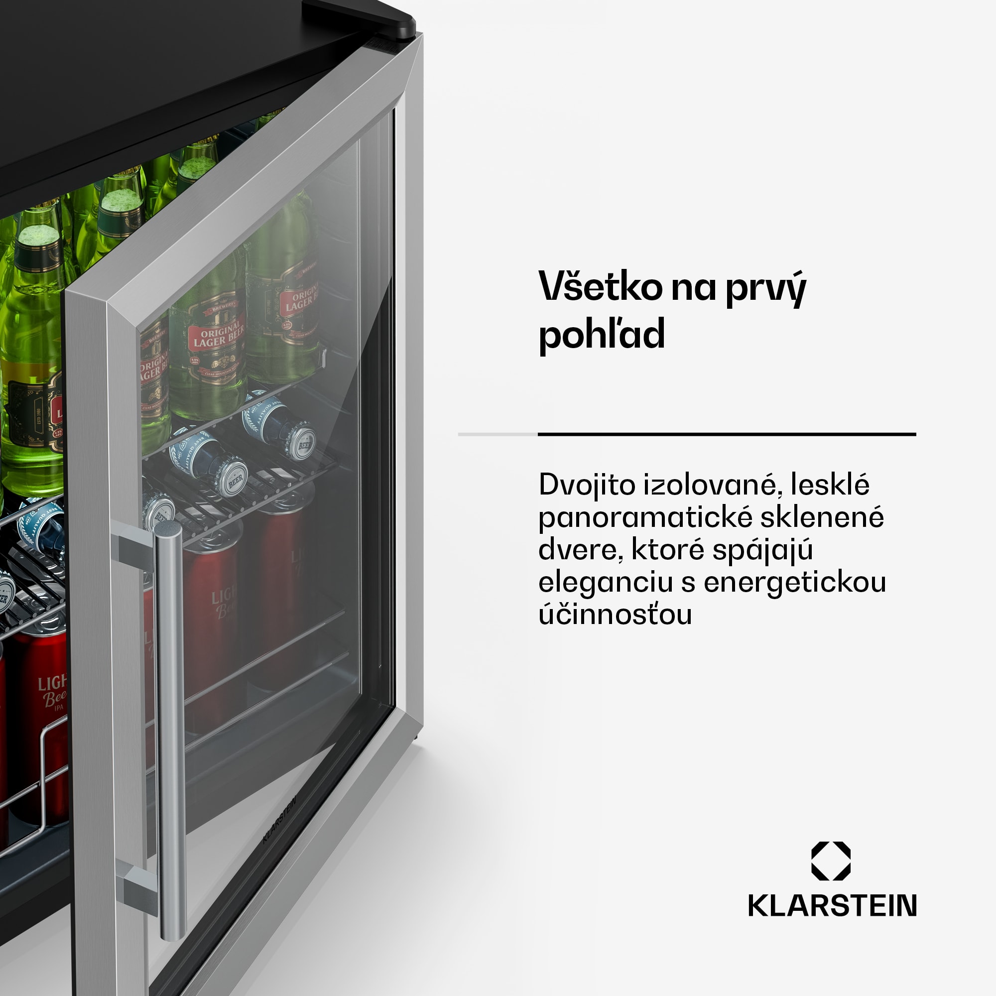 Klarstein Beersafe chladnička na nápoje so sklenenými dverami | 64 x 48 cm | Vnútorné LED osvetlenie – Obrázok 5