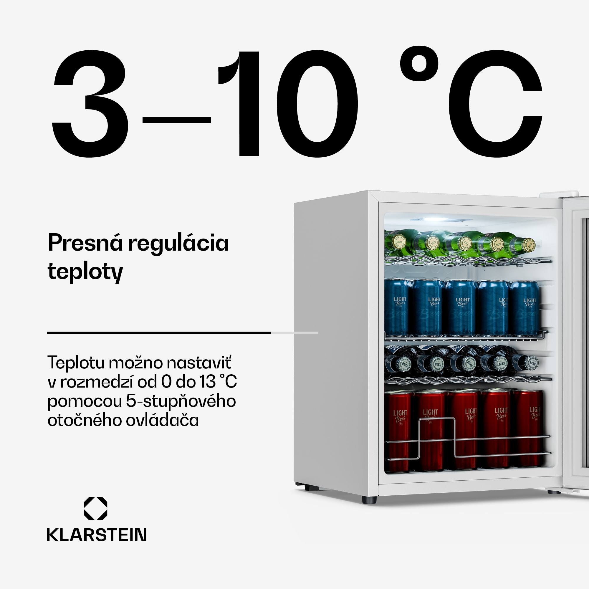 Klarstein Beersafe chladnička na nápoje so sklenenými dverami | 64 x 48 cm | 60 litrov | 85 W | Strieborná/Biela – Obrázok 4