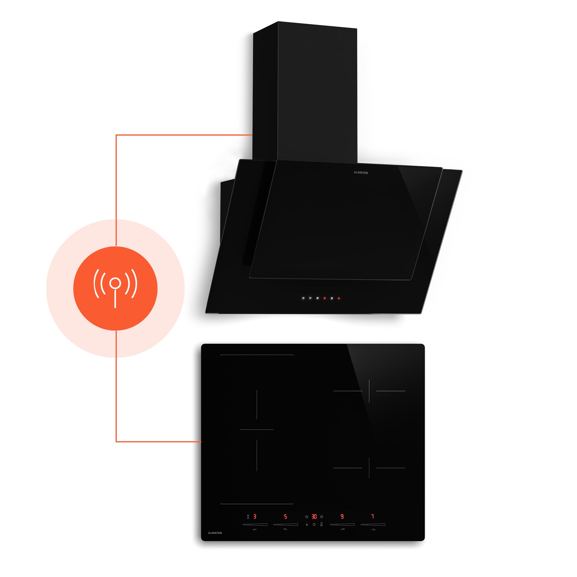 Klarstein HaloSync indukčná varná doska s digestorom | 4 varné zóny | 8400 W | 632 m³/h | 60 cm