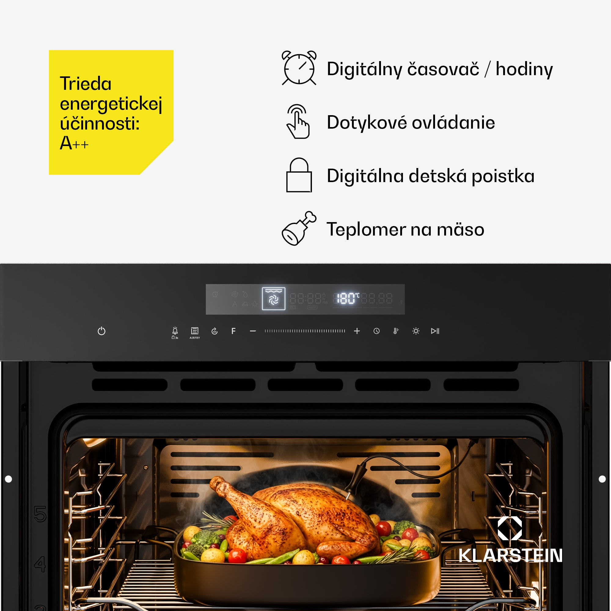 Klarstein Airjet rúra | Elektrická rúra s funkciou fritézy | 2900 W | 72 l | 60 cm – Obrázok 4