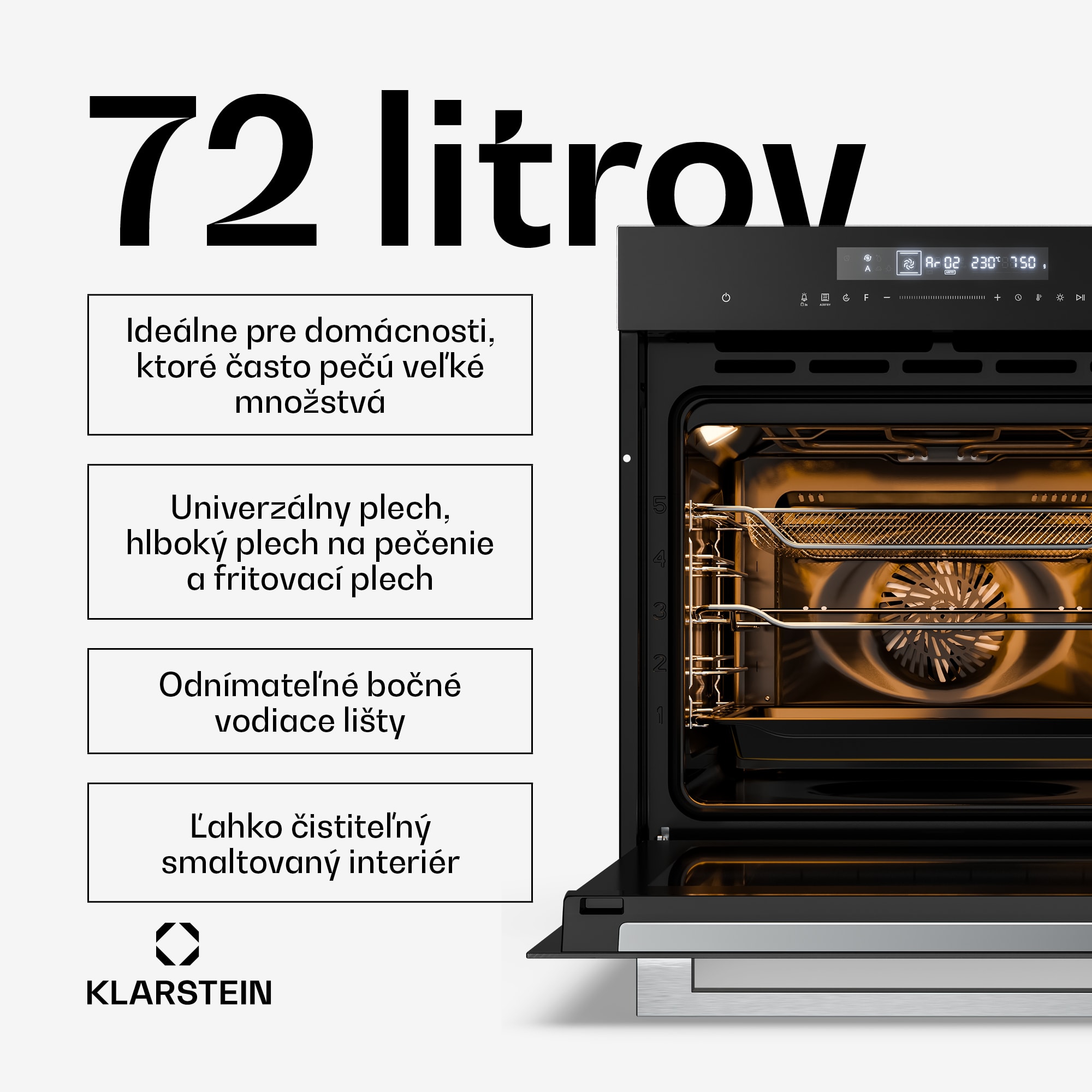 Klarstein Airjet rúra | Elektrická rúra s funkciou fritézy | 2900 W | 72 l | 60 cm – Obrázok 5