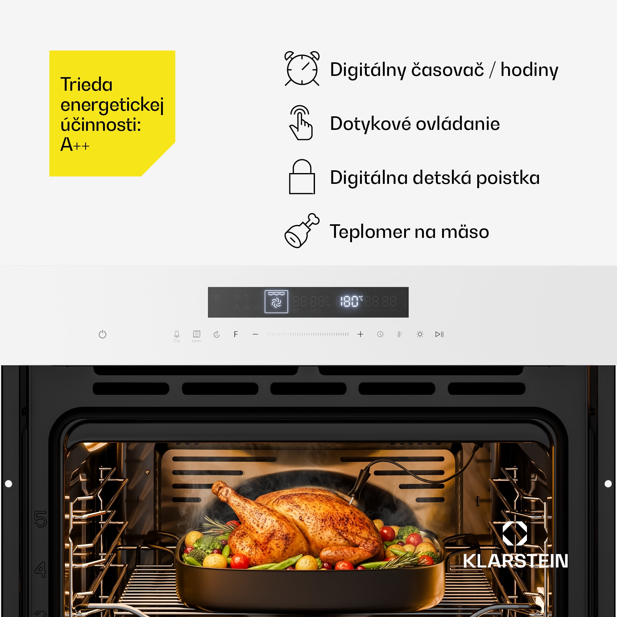 Klarstein Airjet rúra | Elektrická rúra s funkciou fritézy | 2900 W | 72 l | 60 cm – Obrázok 4