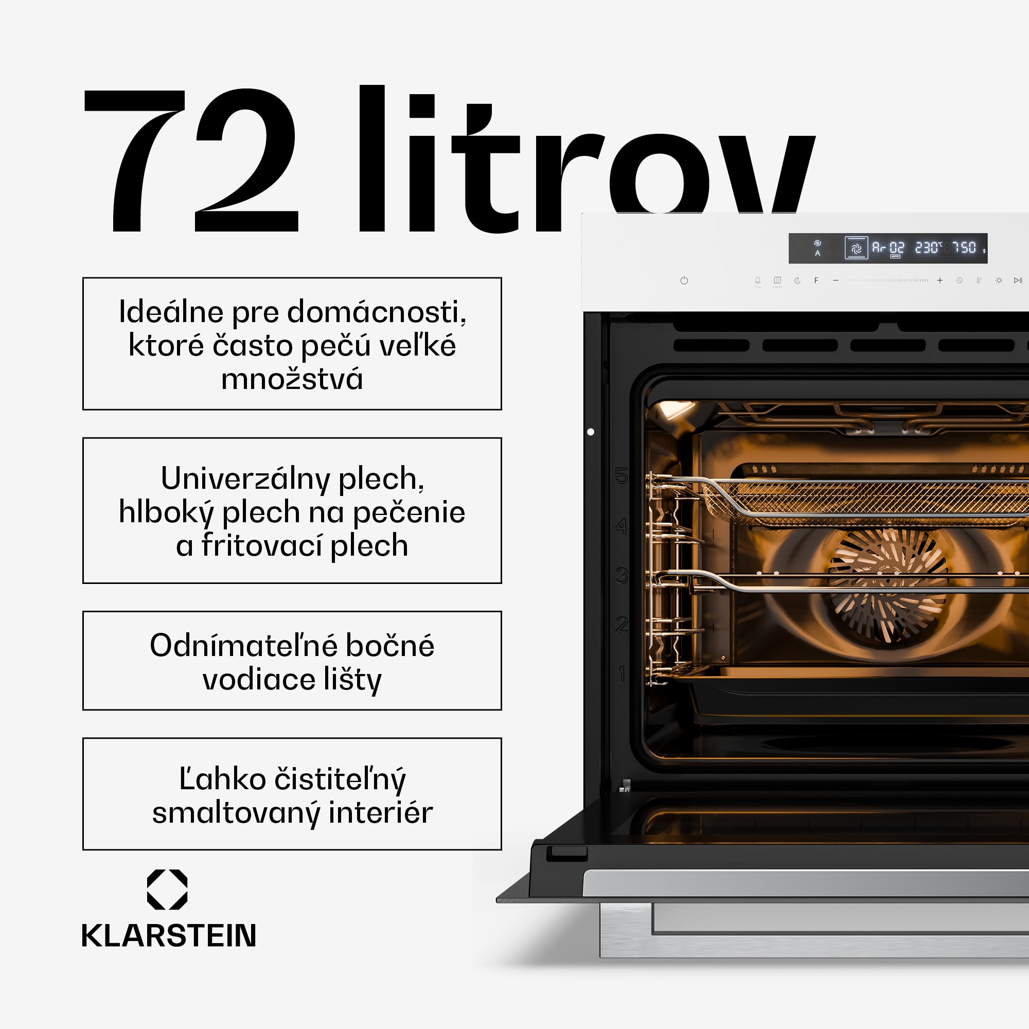 Klarstein Airjet rúra | Elektrická rúra s funkciou fritézy | 2900 W | 72 l | 60 cm – Obrázok 5