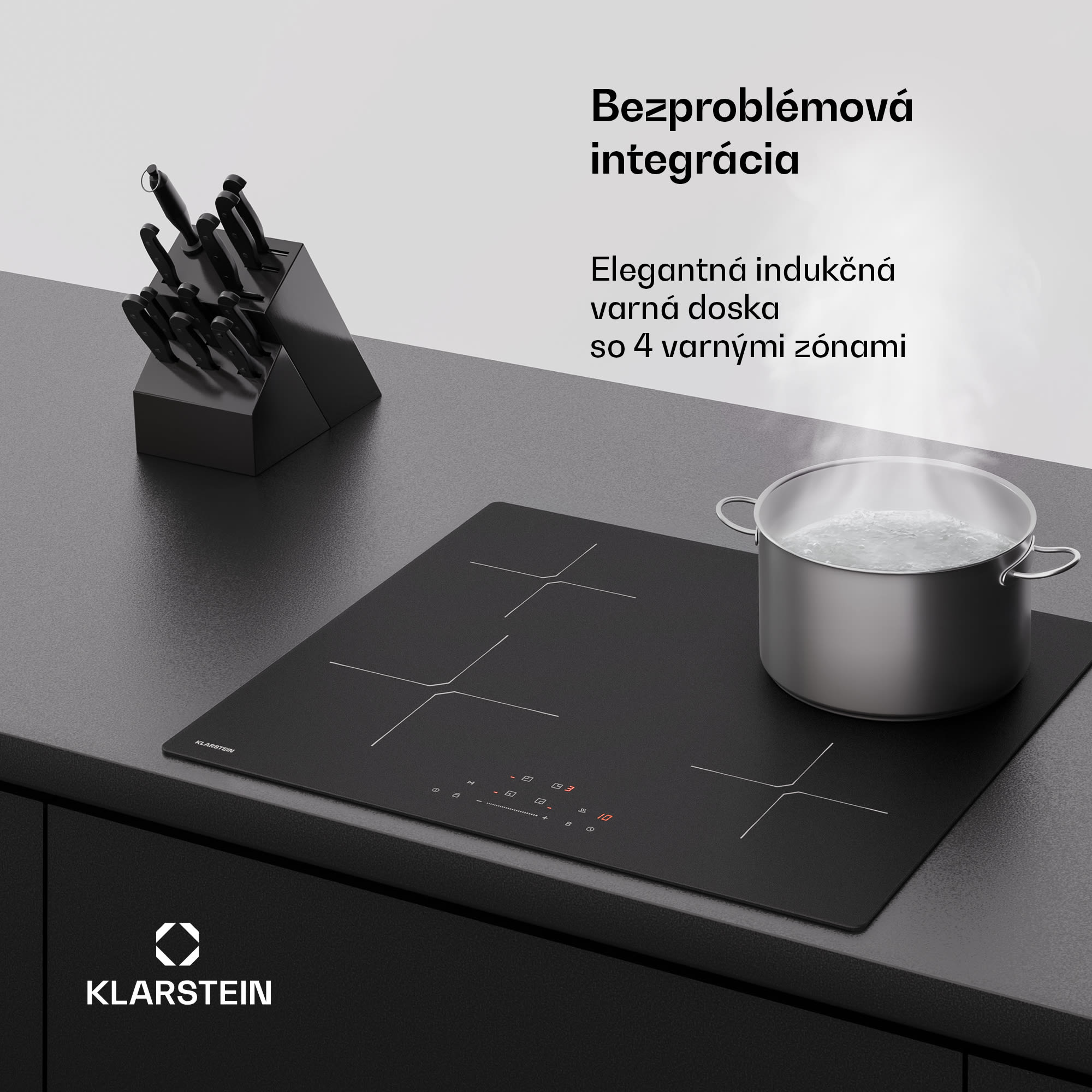 Klarstein PowerGlide indukčná varná doska | povrch odolný proti poškriabaniu | 4 varné zóny | 7400 W | 60 cm – Obrázok 2