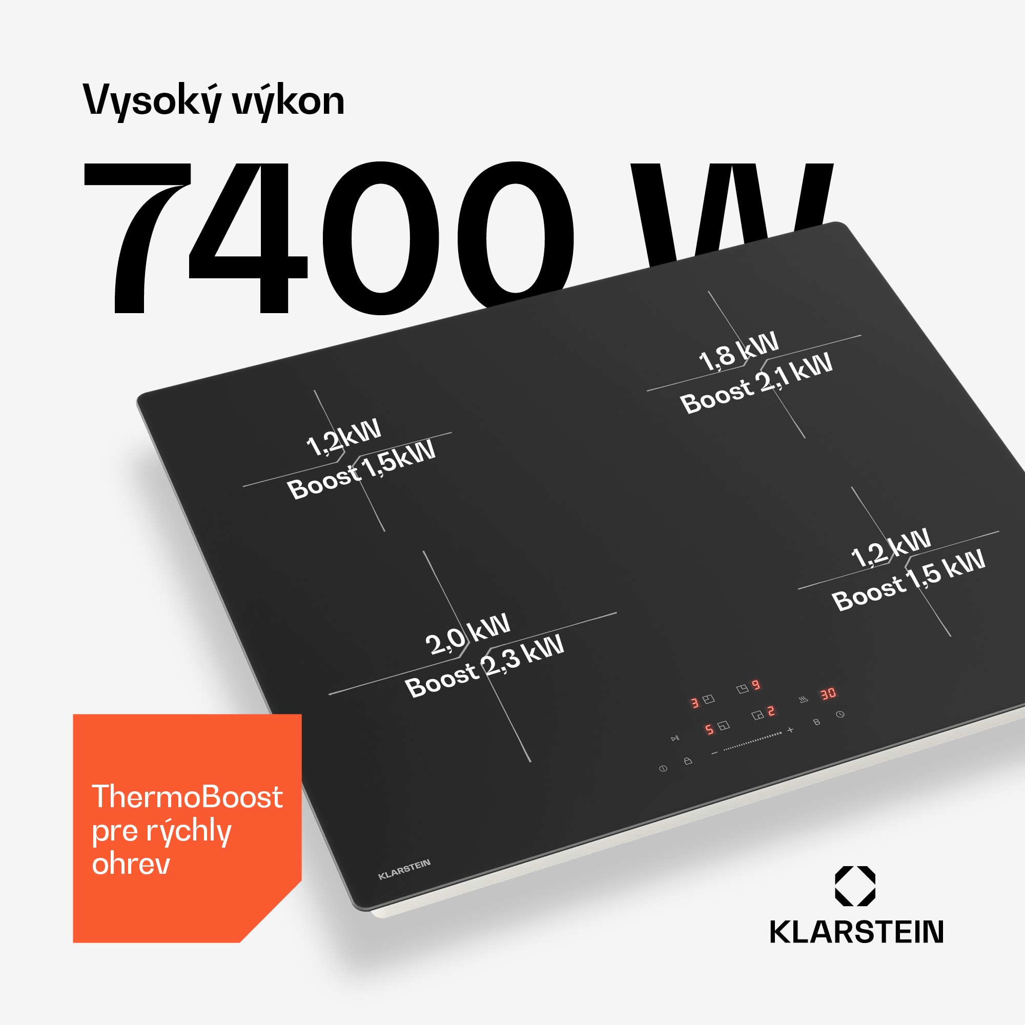 Klarstein PowerGlide indukčná varná doska | povrch odolný proti poškriabaniu | 4 varné zóny | 7400 W | 60 cm – Obrázok 3