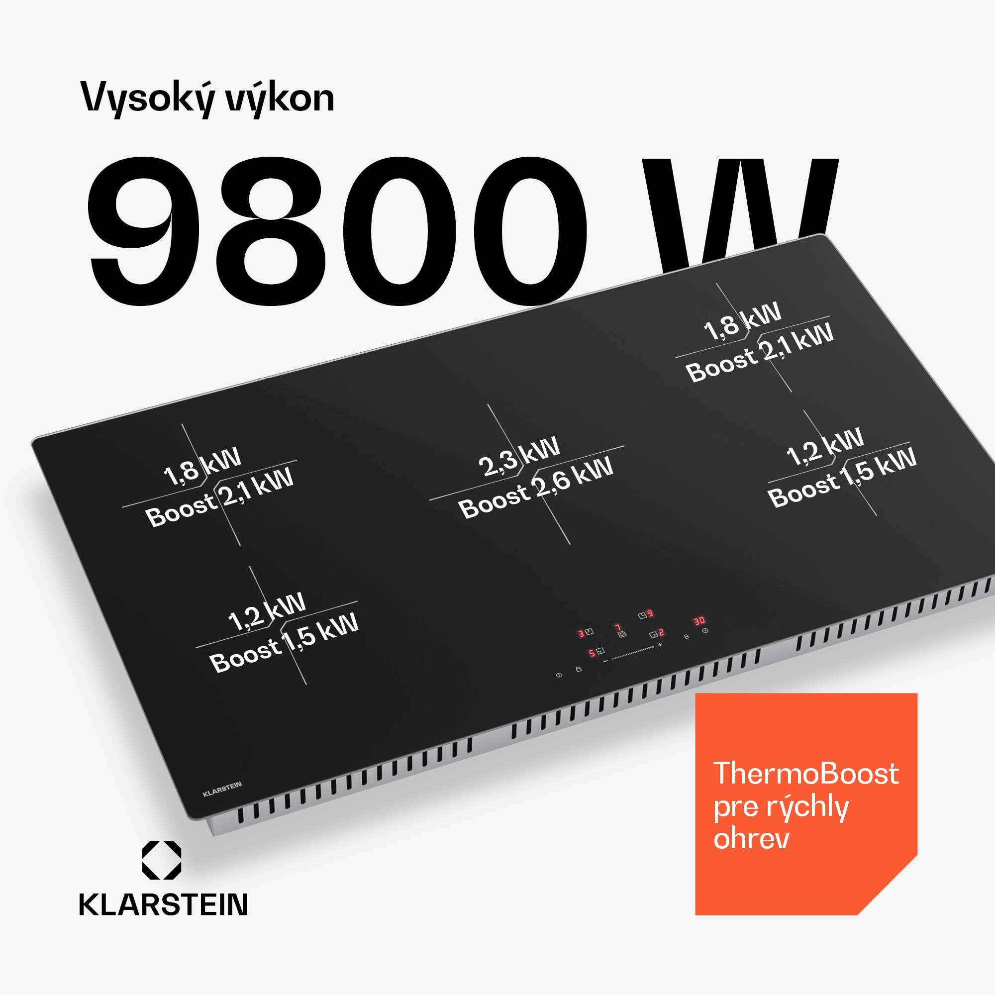 Klarstein PowerGlide indukčná varná doska | Moderná a výkonná | 5 varných zón | 9800 W | 90 cm – Obrázok 3