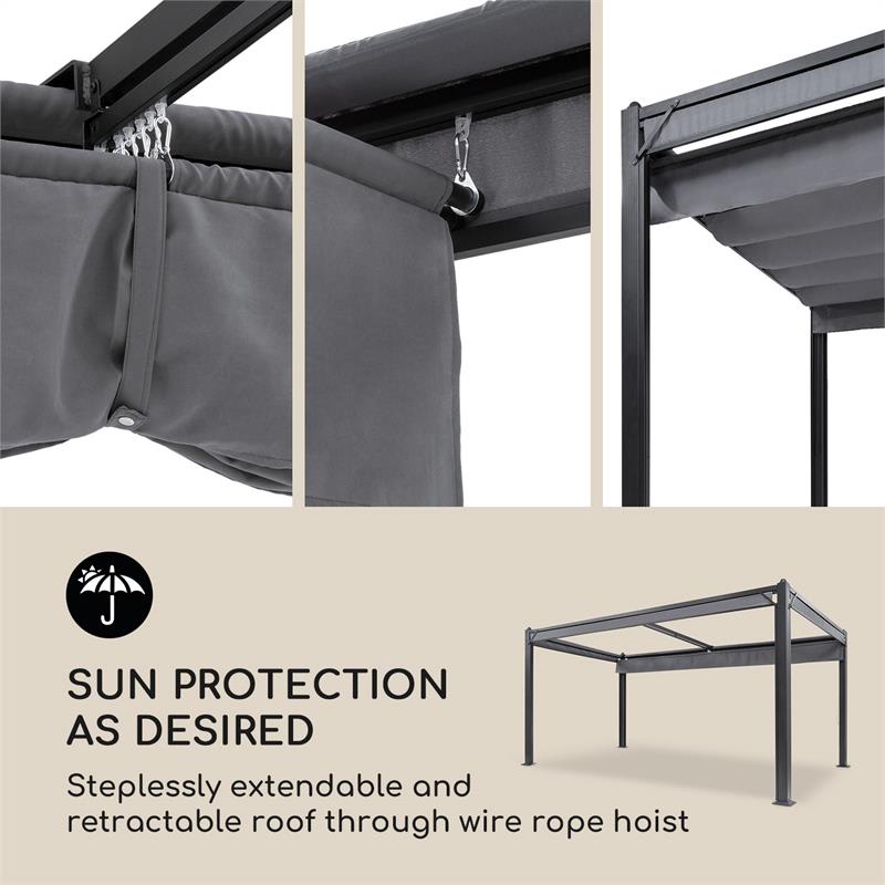 Blumfeldt Pantheon Cortina, náhradná strecha, 3x4m, polyester, 180g/m², sivá – Obrázok 2