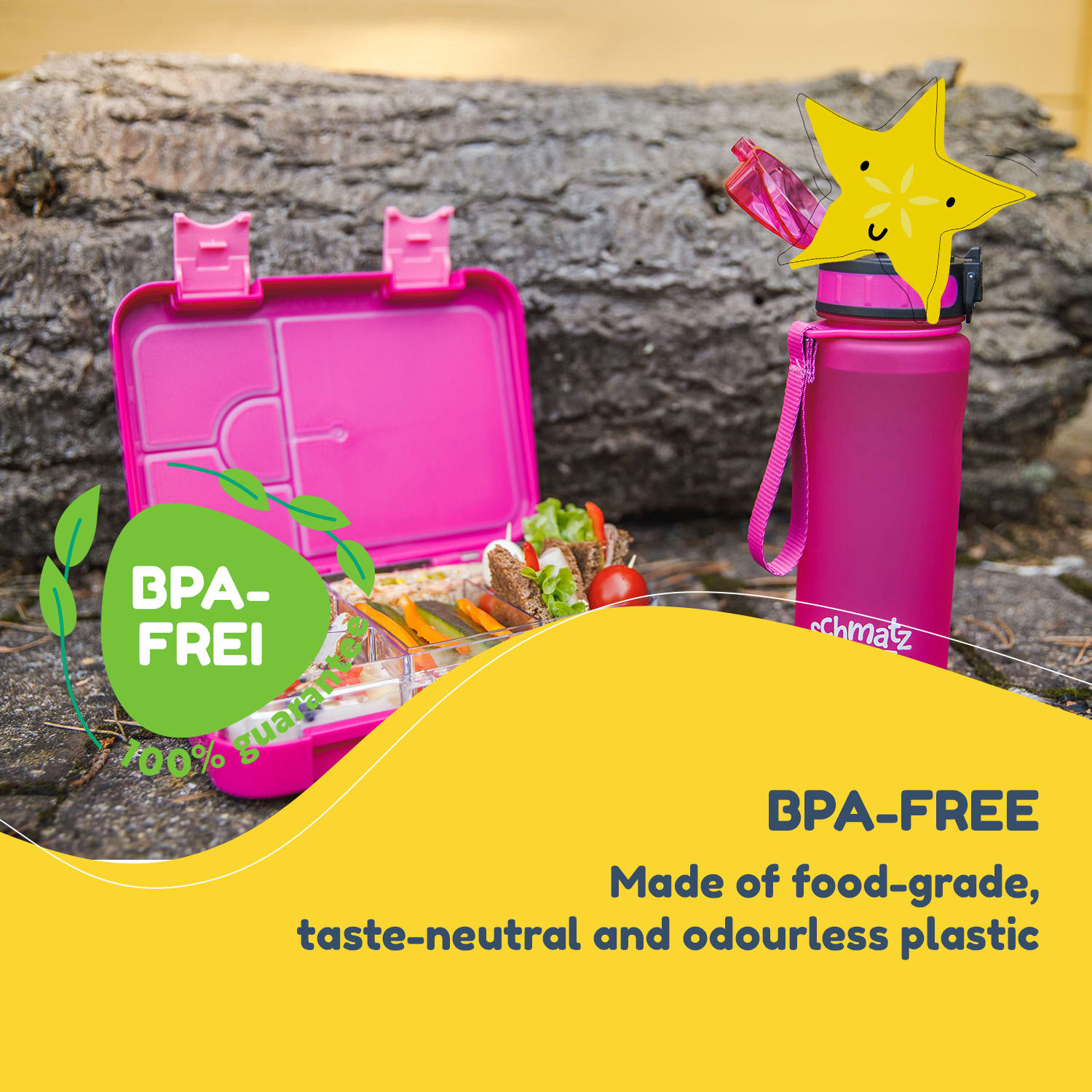 Klarstein Schmatzfatz, Raňajková súprava, dóza na obed a fľaša na pitie, Tritan, tesný uzáver, bez BPA – Obrázok 2