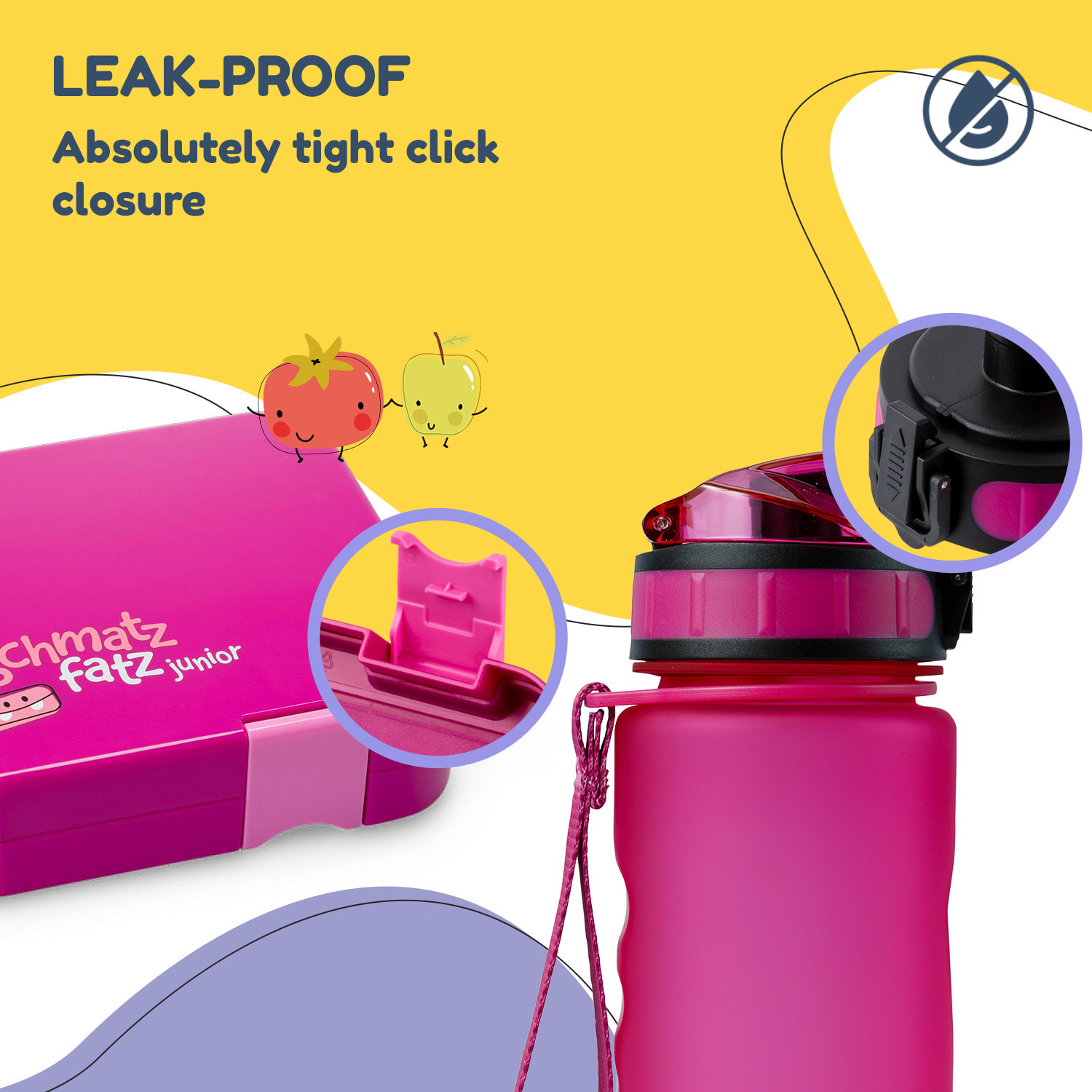 Klarstein Schmatzfatz, Raňajková súprava, dóza na obed a fľaša na pitie, Tritan, tesný uzáver, bez BPA – Obrázok 3