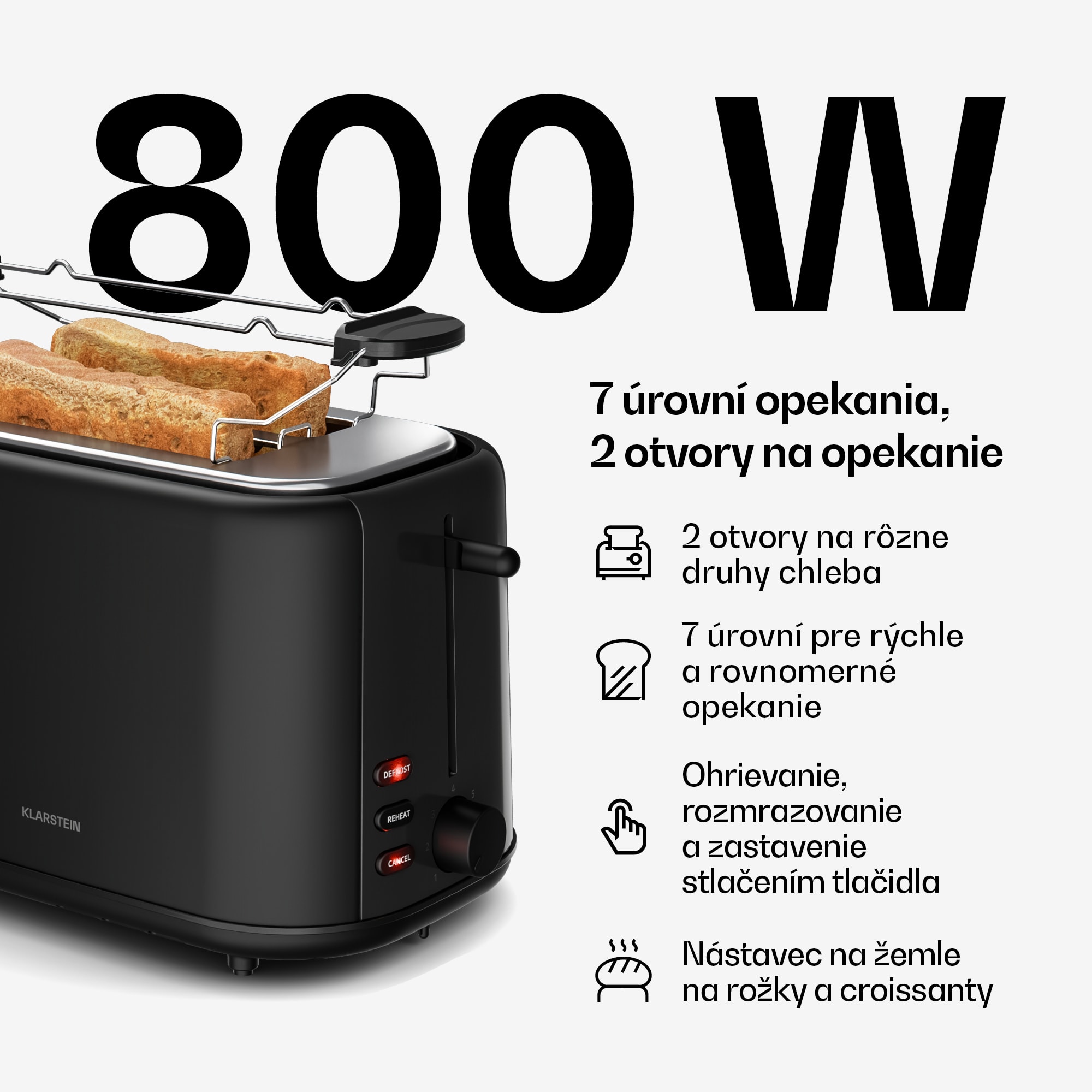 Klarstein Velaire raňajkový set, hriankovač, rýchlovarná kanvica a kávovar, 800 W, 1,7 l – Obrázok 4
