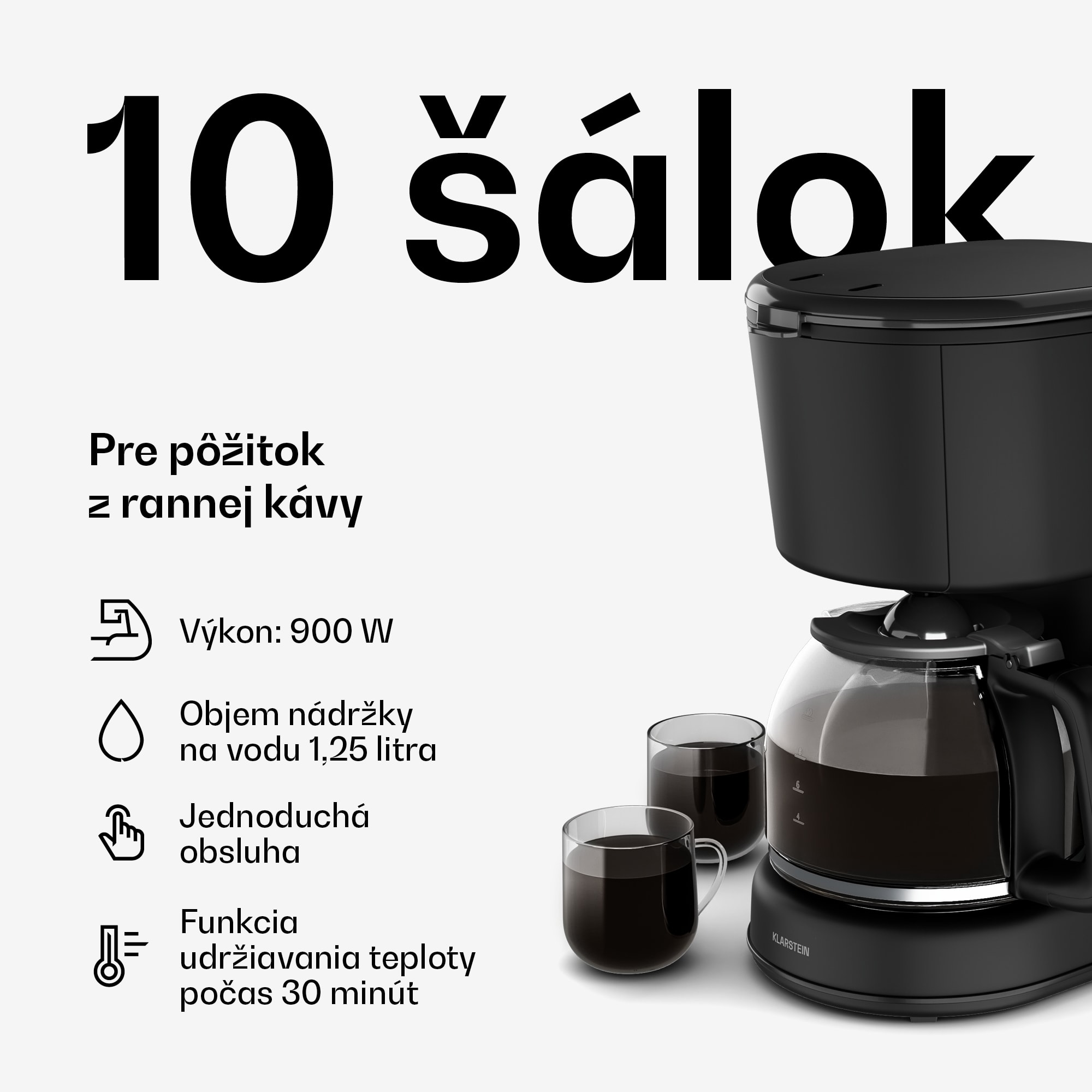 Klarstein Velaire raňajkový set, hriankovač, rýchlovarná kanvica a kávovar, 800 W, 1,7 l – Obrázok 5