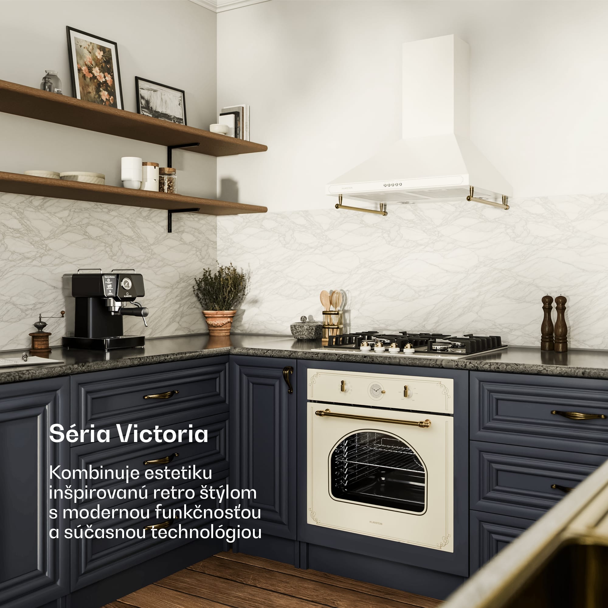 Klarstein Victoria 60 Triple Set plyn, Plynové varné dosky, Rúra, Digestor – Obrázok 2