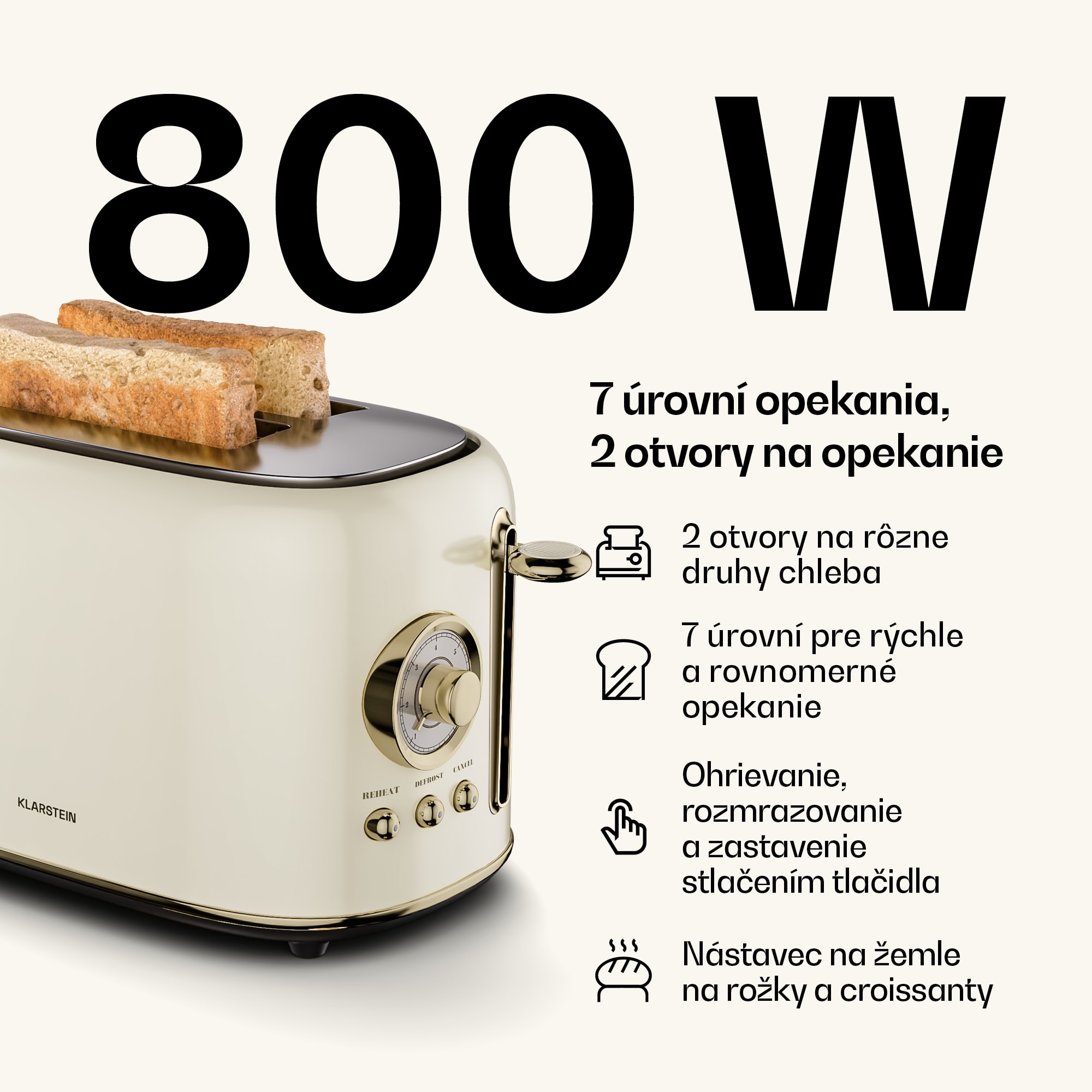 Klarstein Victoria základná raňajková súprava | 2-štrbinový hriankovač a kanvica – Obrázok 4
