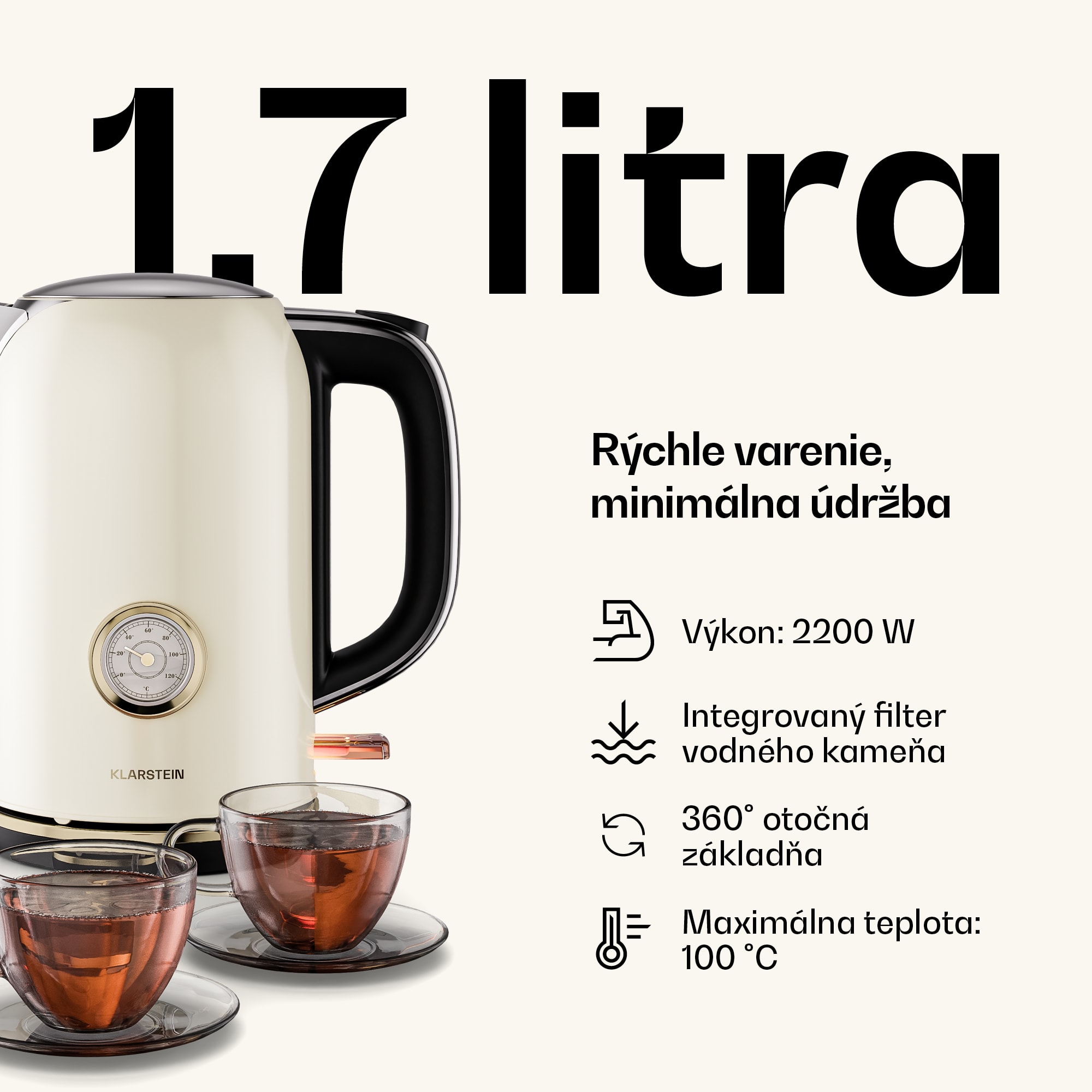 Klarstein Victoria základná raňajková súprava | 2-štrbinový hriankovač a kanvica – Obrázok 5