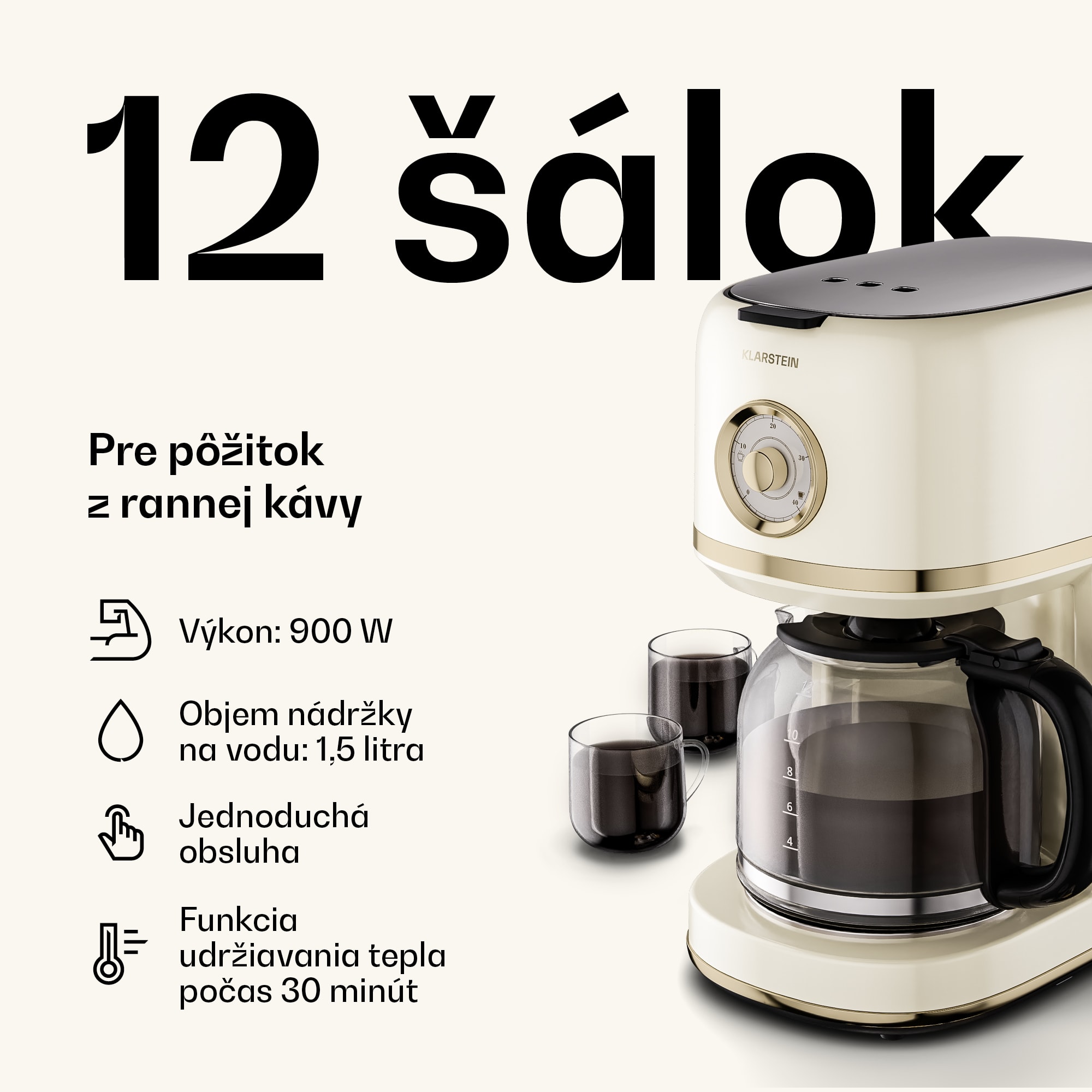 Klarstein Victoria raňajaková sada, hriankovač, kanvica a kávovar – Obrázok 5