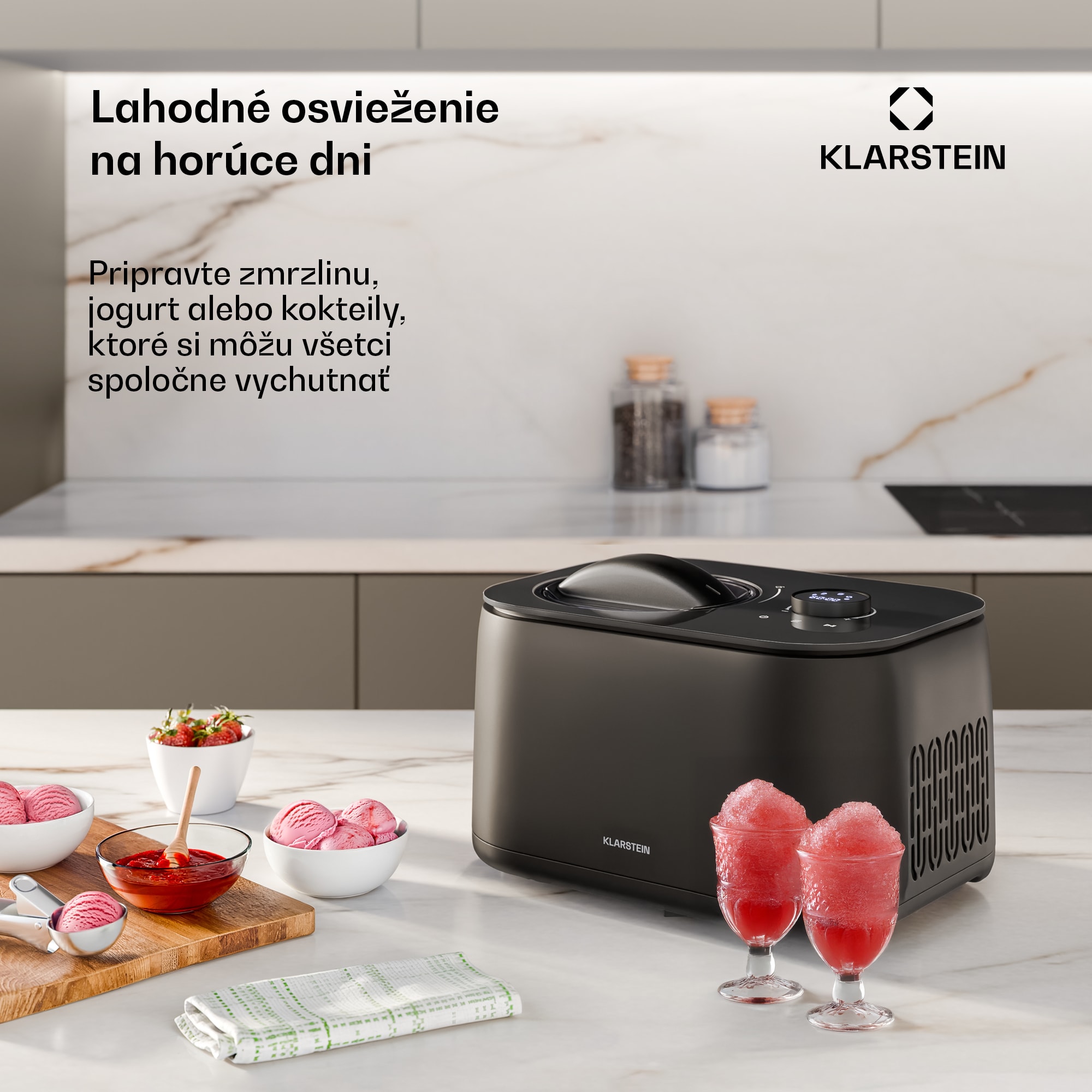 Klarstein FrostFusion zmrzlinovač, slushie a jogurtovač s kompresorom a príslušenstvom | 1 l | 100 W – Obrázok 4