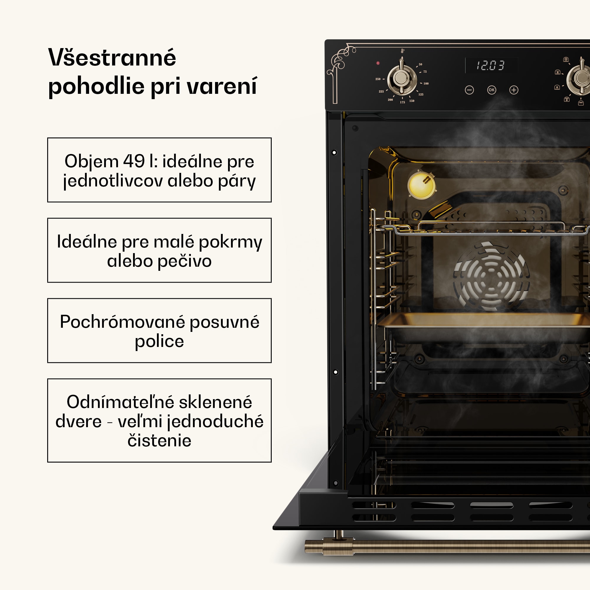 Klarstein Sklokeramická varná doska Victoria + úzka rúra Victoria | Nadčasová | 45 cm – Obrázok 3