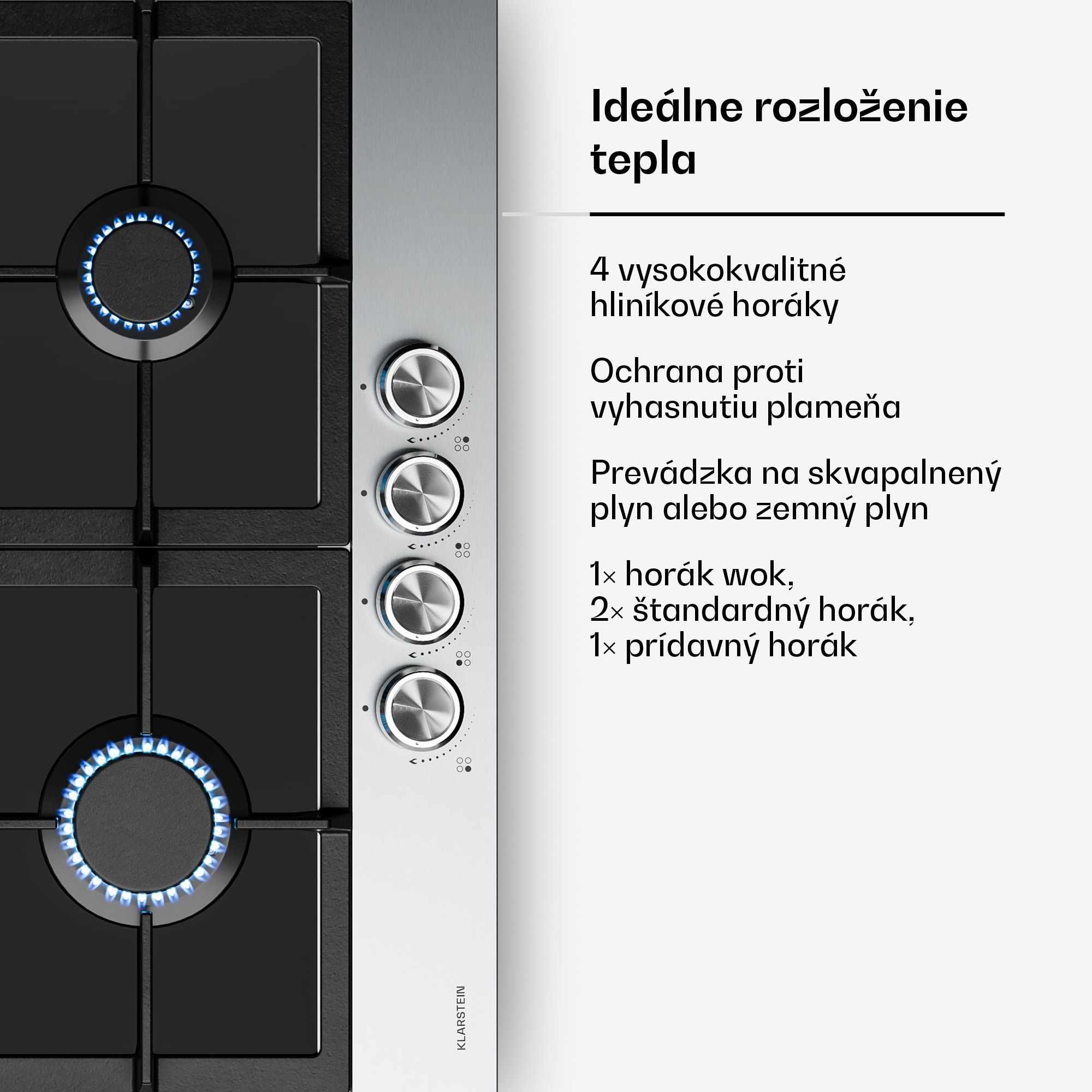 Klarstein Verosteel plynová varná doska + Verosteel komínový digestor | nehrdzavejúca oceľ | 60 cm – Obrázok 5