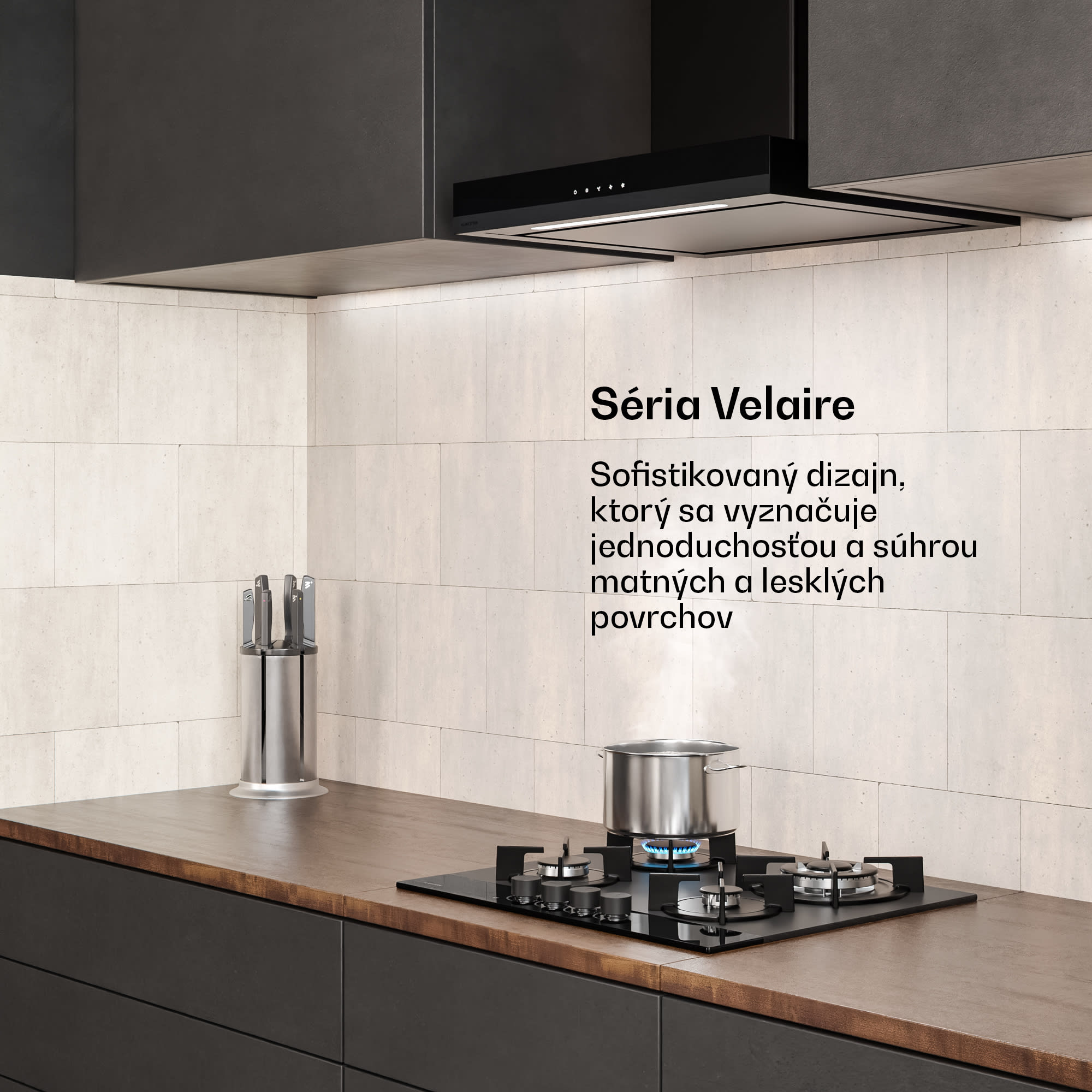 Klarstein Velaire plynová varná doska + Velaire komínový odsávač | Minimalistický & elegantný | 60 cm – Obrázok 2