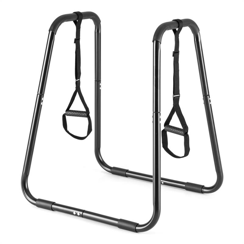 KLARFIT Paarafit, stojan na kľuky, dipy, vrátane závesného posilňovacieho systému, čierny – Obrázok 5