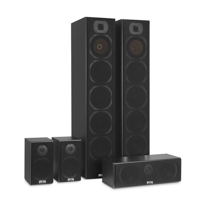 Auna V9B, priestorové (surround) reproduktory, set 5 boxov, 440W RMS, čierne – Obrázok 2