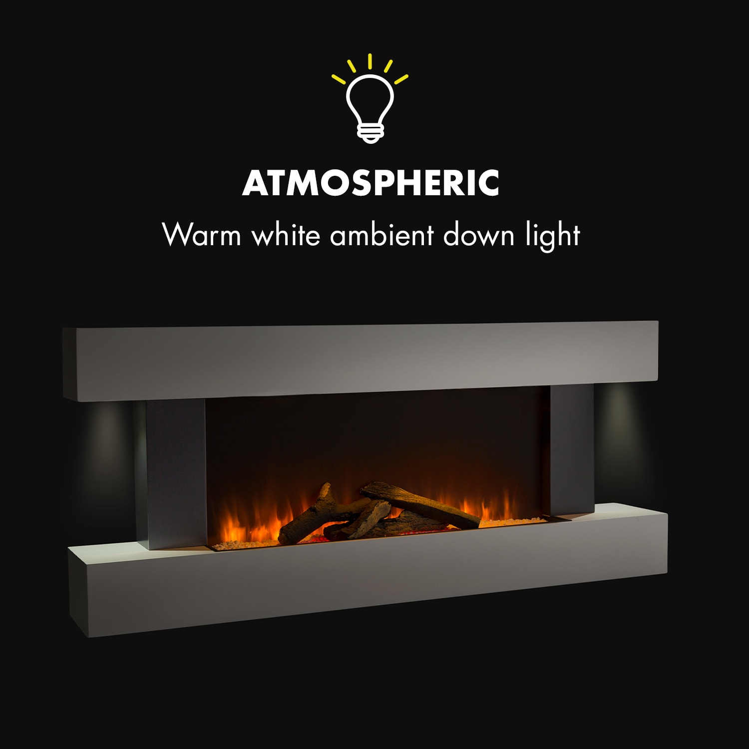 Klarstein Studio Light & Fire 1, elektrický krb, 1000/2000 W, MDF, diaľkové ovládanie, biely – Obrázok 5