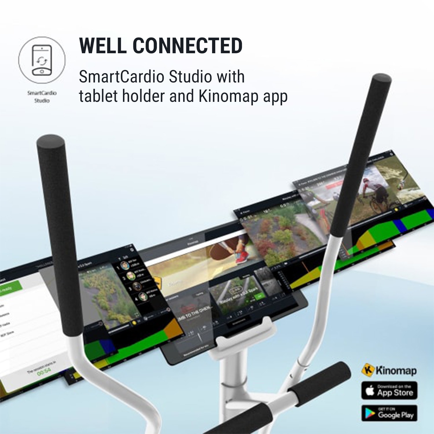 KLARFIT Myon Cross, eliptický trenažér, záťažové koleso 12 kg, SilentBelt System – Obrázok 4