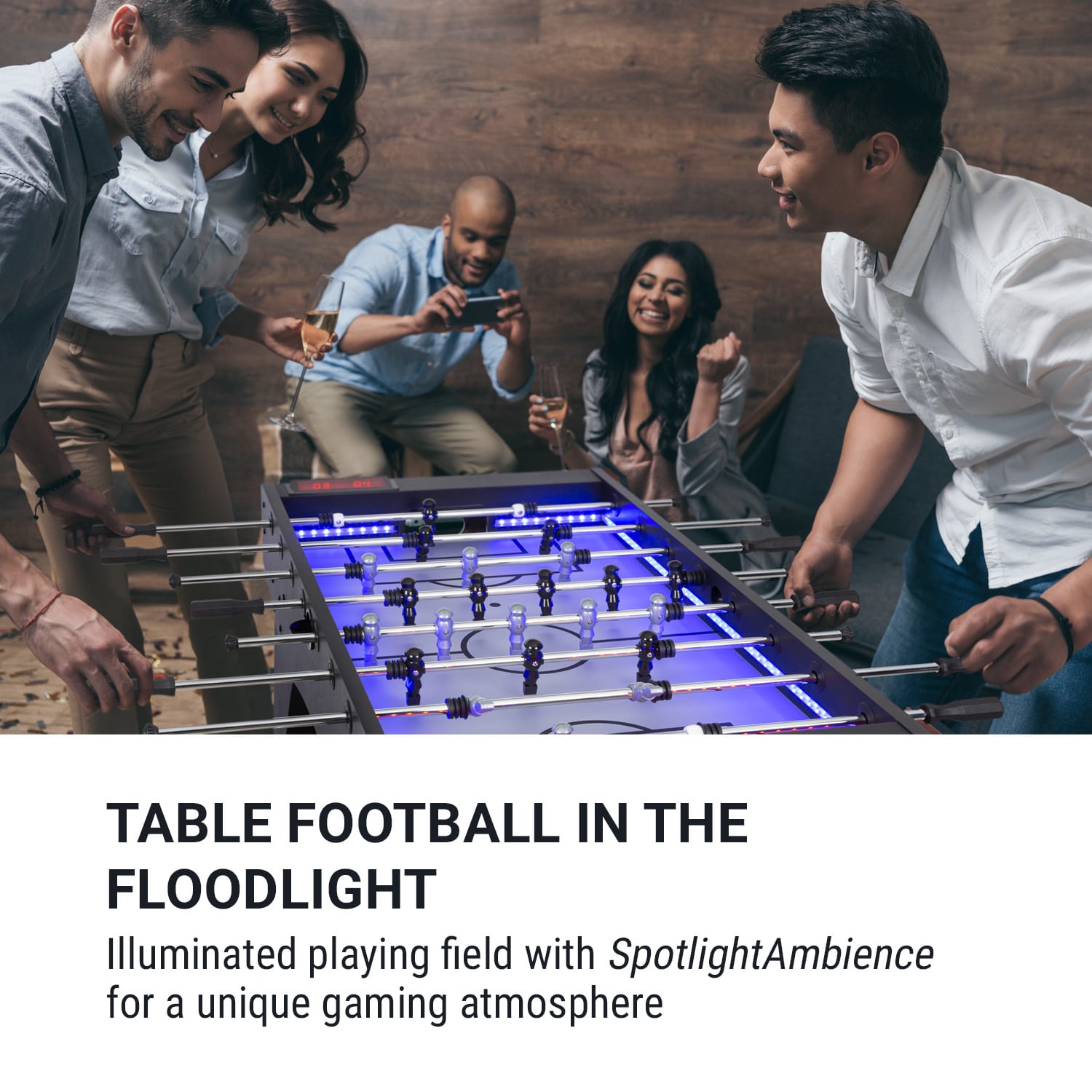 KLARFIT Arrowhead, stolný futbal, 117 x 68, LED osvetlenie, automatické počítanie gólov, čierny – Obrázok 2