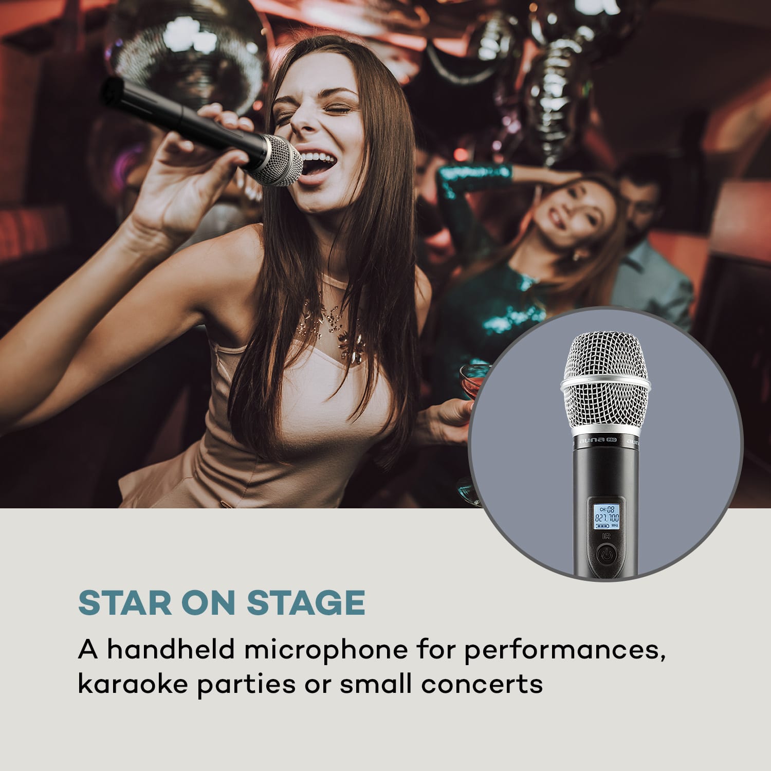 Auna Pro UHF200C-HB, sada 2-kanálových UHF bezdrôtových mikrofónov, prijímač, ručný mikrofón, vysielač – Obrázok 3