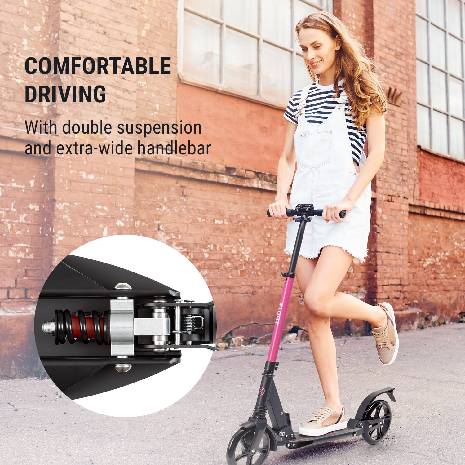 KLARFIT Float, kolobežka, 200 mm, PU kolesá, ABEC 7, rukoväte AS-soft grips, magenta – Obrázok 2