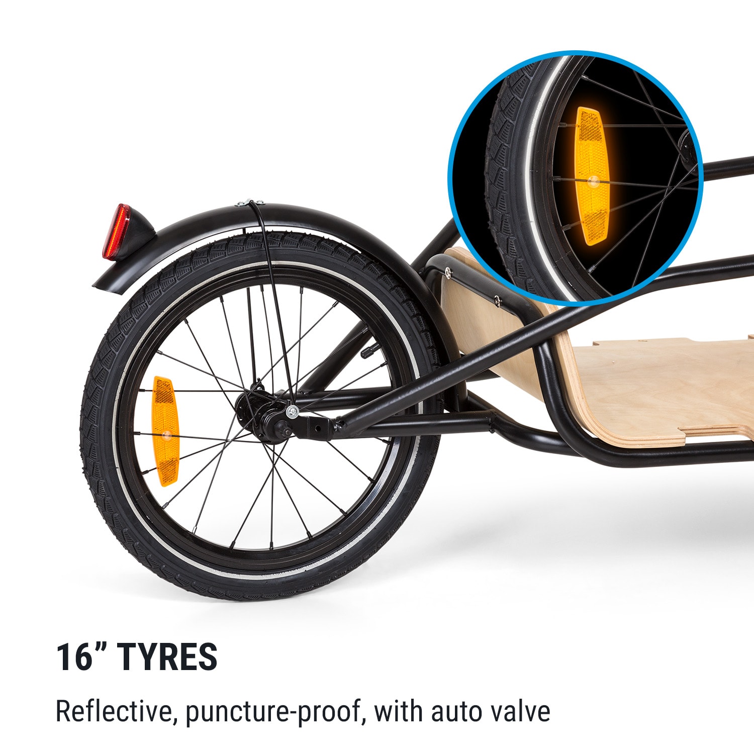 KLARFIT Companion Chaser, Príves na bicykel, 30 kg, 16", Multiplex, Breza – Obrázok 5