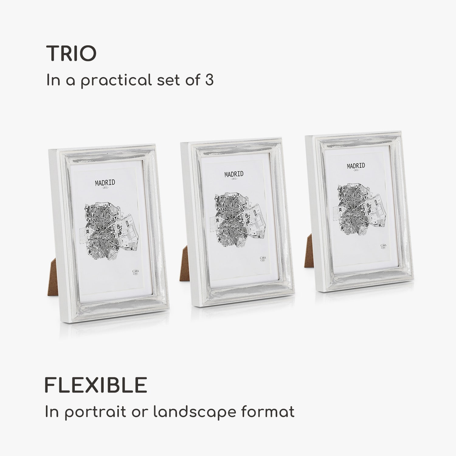 Casa Chic Lancaster, rámy na obrázky, obdĺžnikové, sada 3 rámov, fotky 17 x 12 cm, pasparta, drevo – Obrázok 4