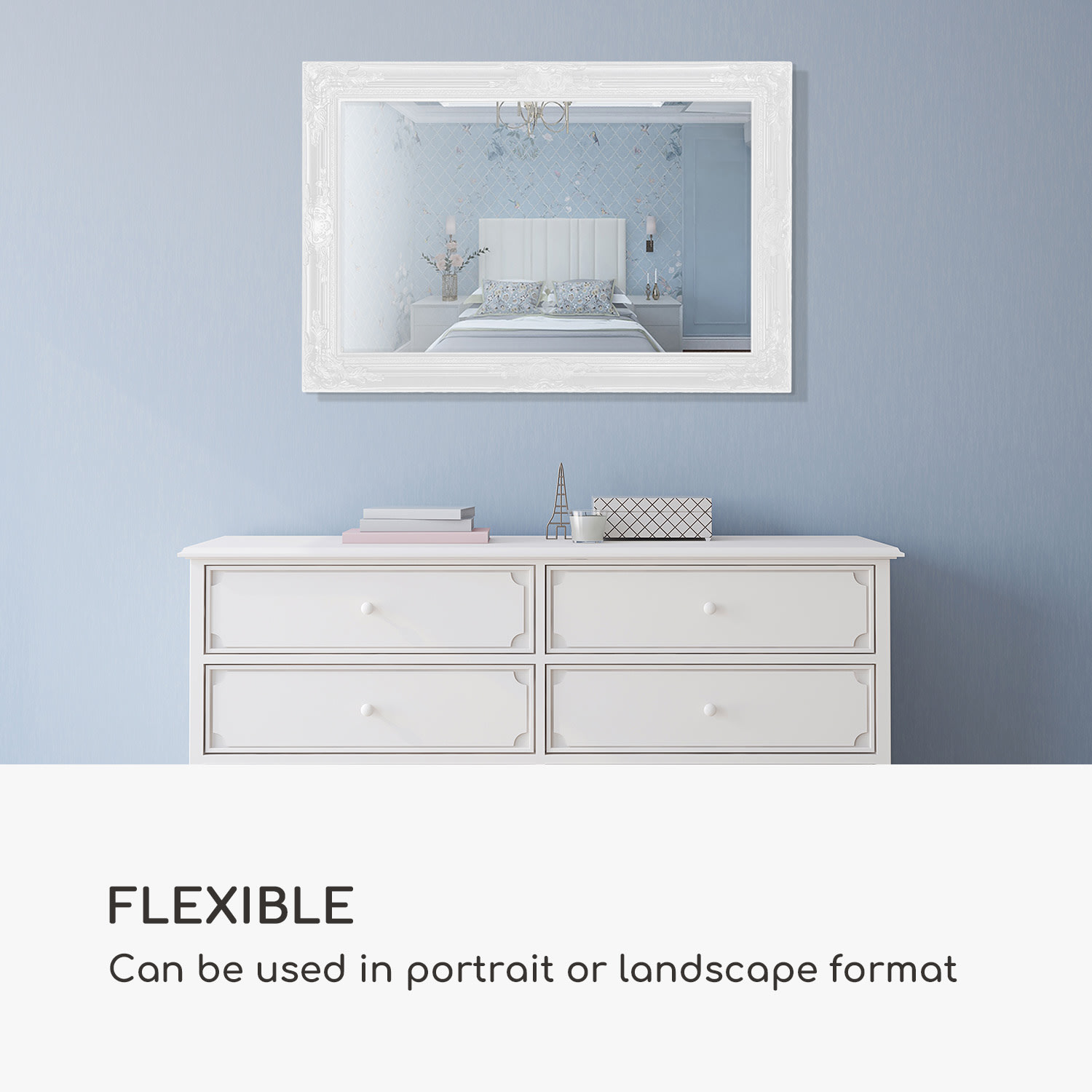 Casa Chic Manchester Nástenné zrkadlo s masívnym dreveným rámom Obdĺžnikové 90 x 60 cm – Obrázok 2