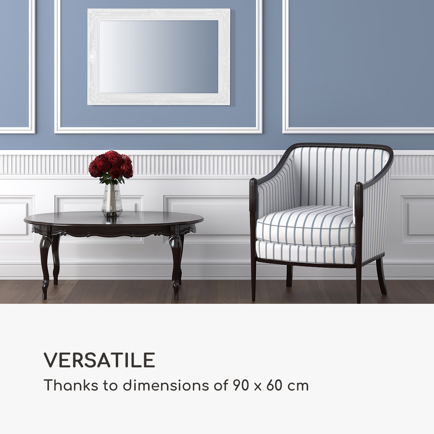 Casa Chic Manchester Nástenné zrkadlo s masívnym dreveným rámom Obdĺžnikové 90 x 60 cm – Obrázok 5