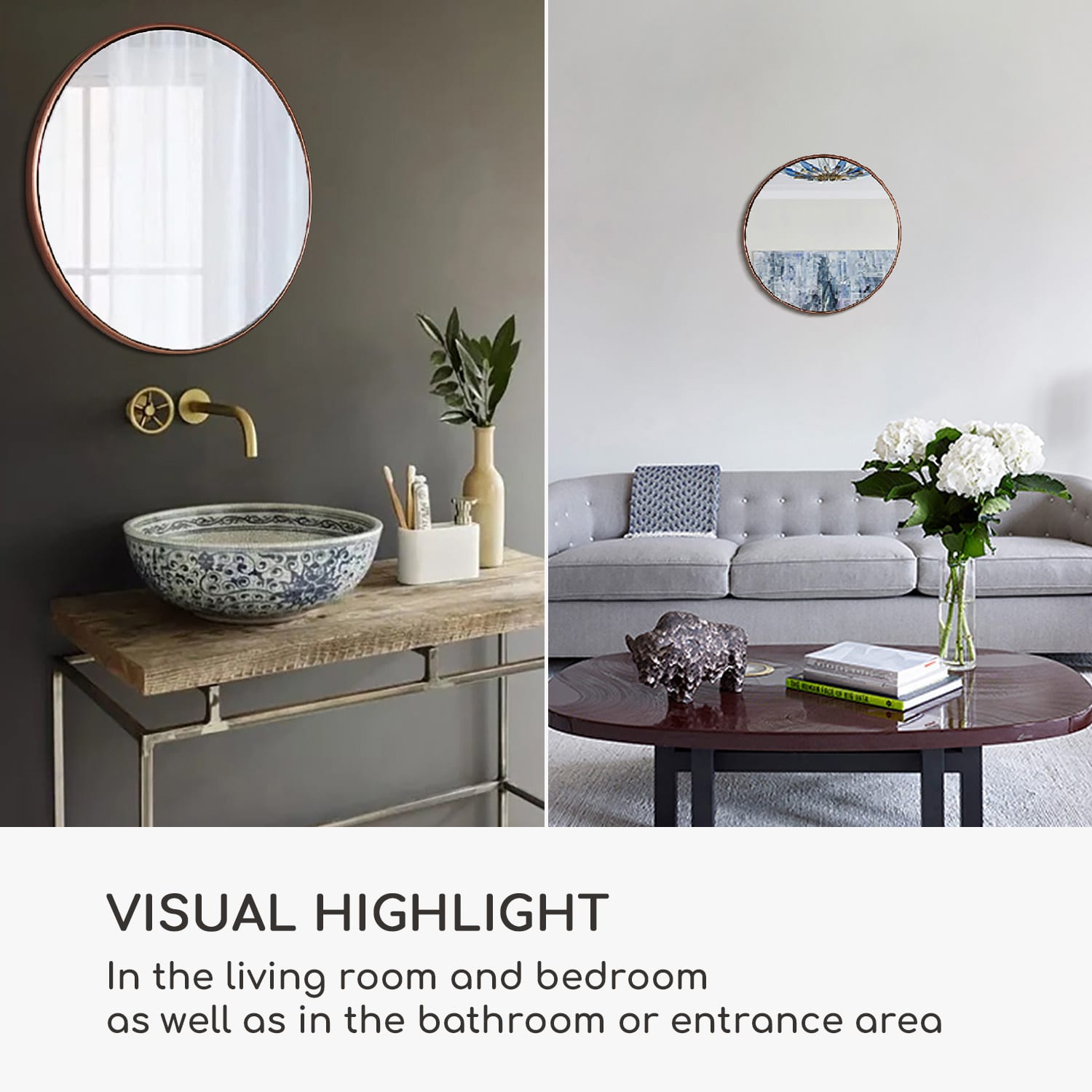 Casa Chic Fournier Nástenné zrkadlo s kovovým rámom okrúhle 58.8 x 58.8 cm – Obrázok 3