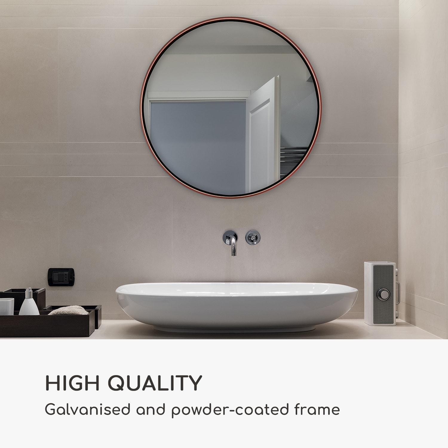 Casa Chic Fournier Nástenné zrkadlo s kovovým rámom okrúhle 58.8 x 58.8 cm – Obrázok 4